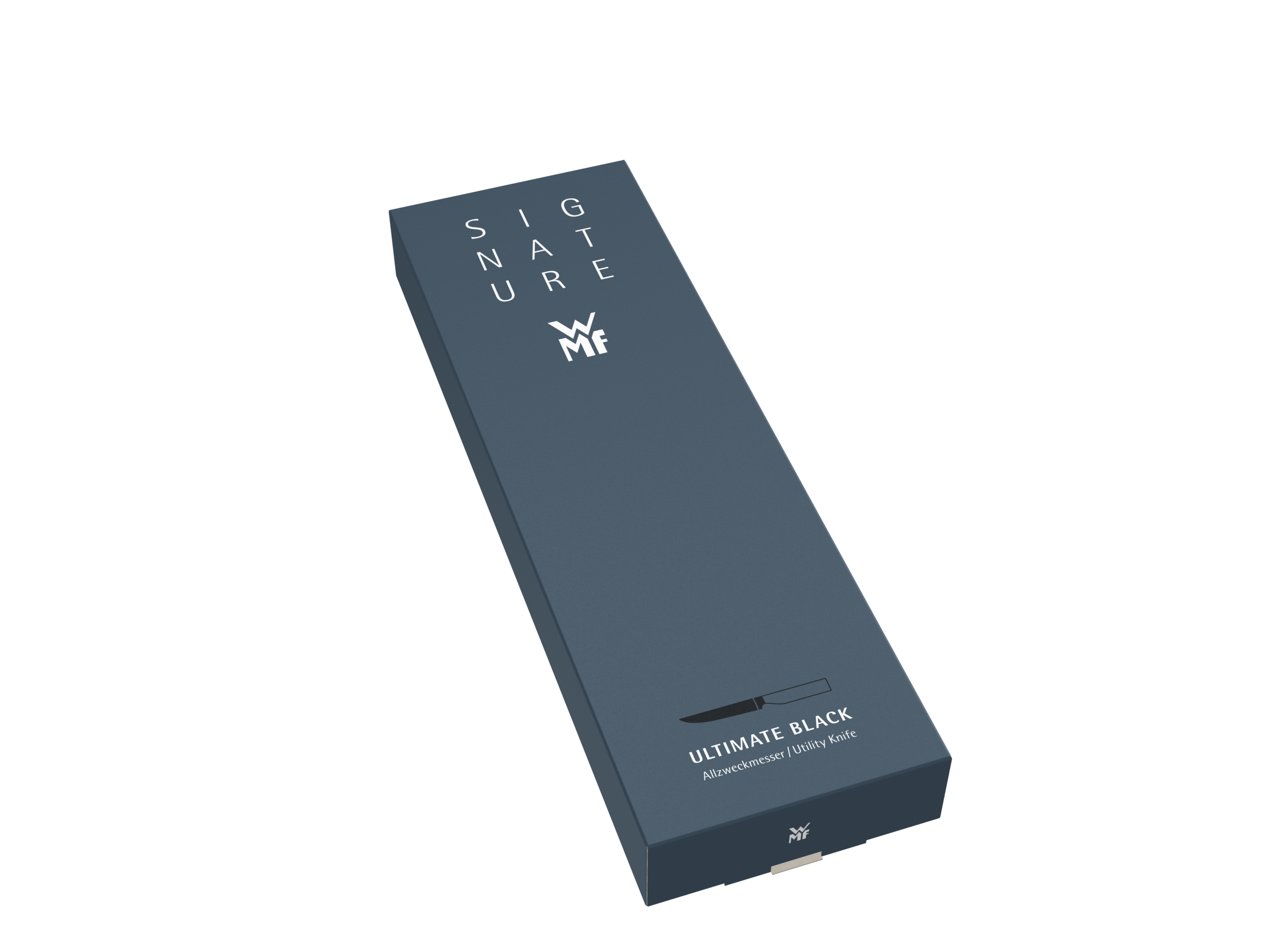 Schwarze Messerbox. Text: Signature Ultimate Black, Allzweckmesser, Utility Knife.