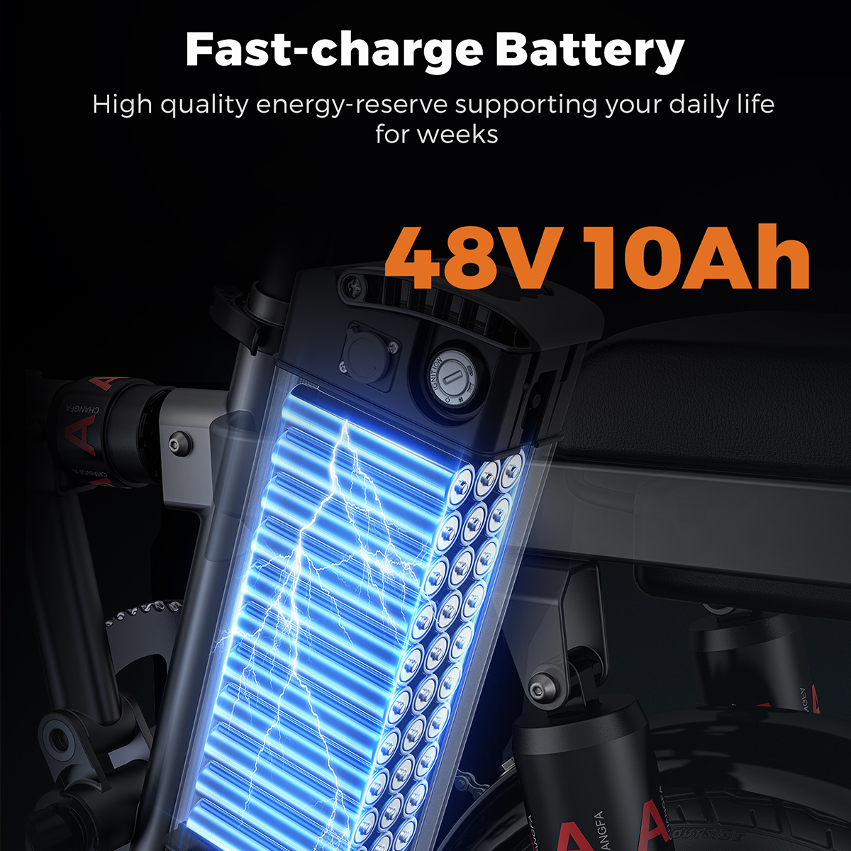 Akumulator do roweru elektrycznego. Cechy: 48V 10Ah, szybkie ładowanie i wysokiej jakości rezerwa energii.