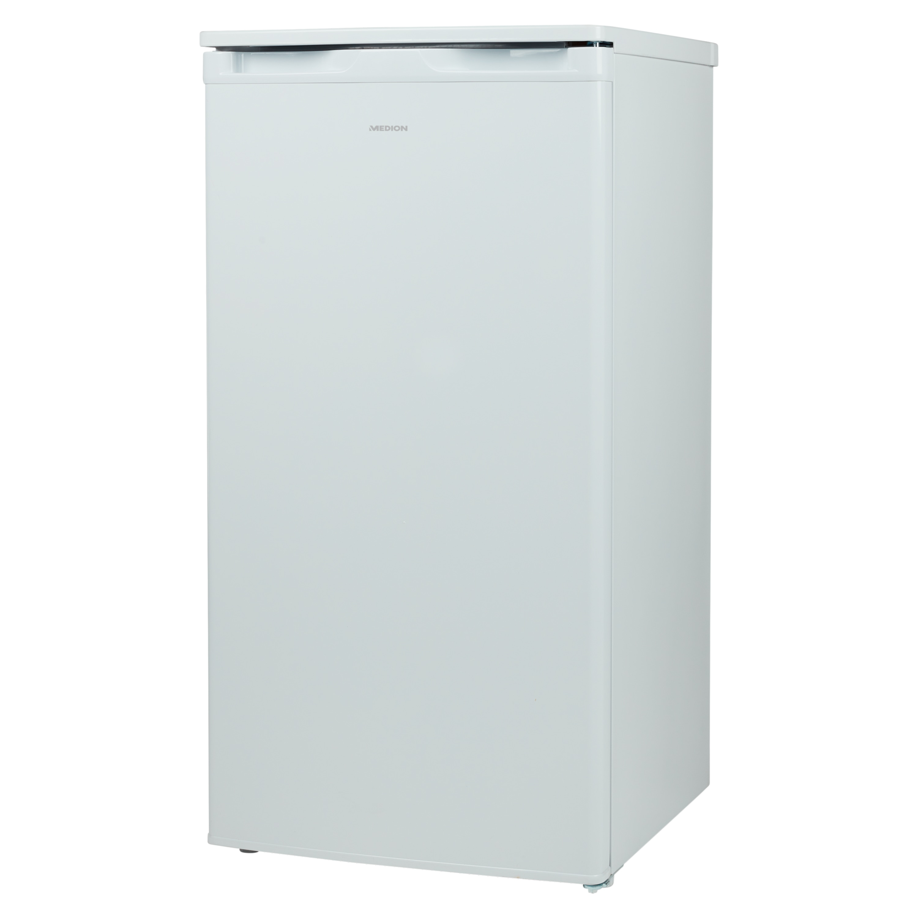 White refrigerator, standing upright on a white background. The brand name 'MEDION' is visible.