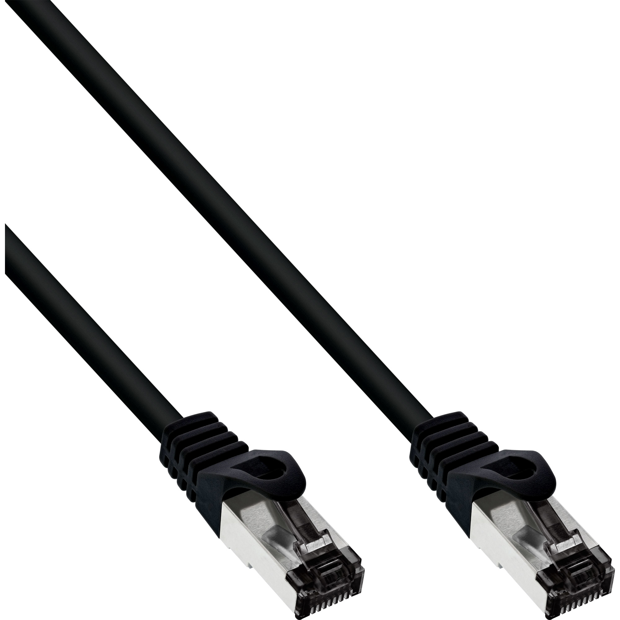 Zwarte Ethernetkabel met connectoren.