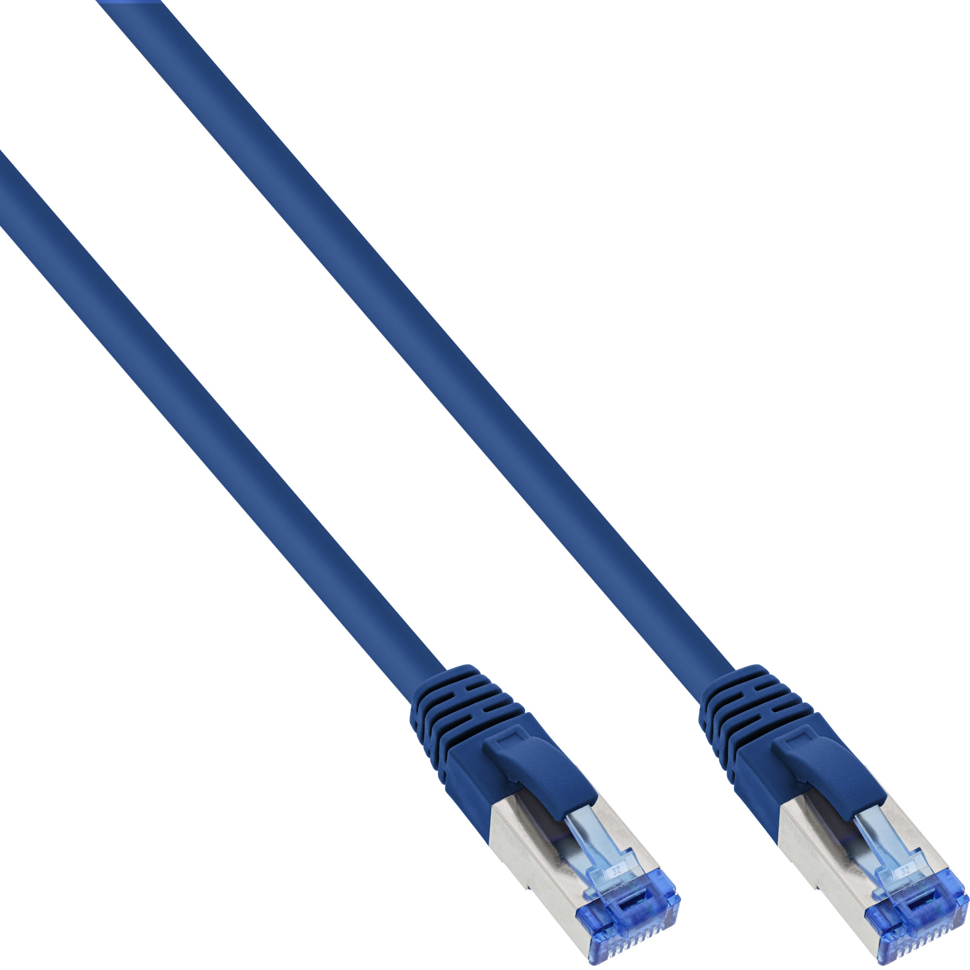 Blauwe Ethernet-kabel met blauwe connectoren.