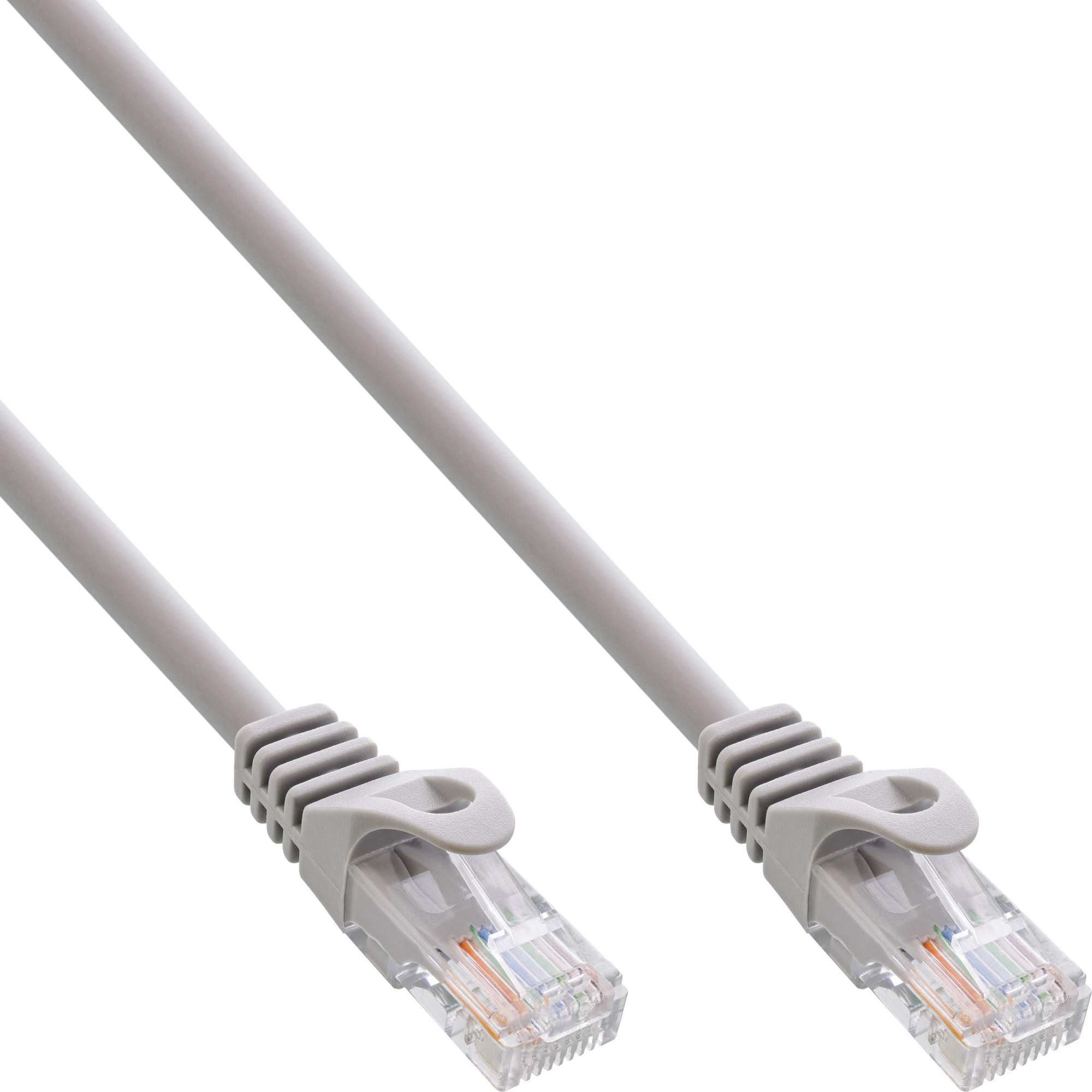 Grijze Ethernetkabel met connectoren.