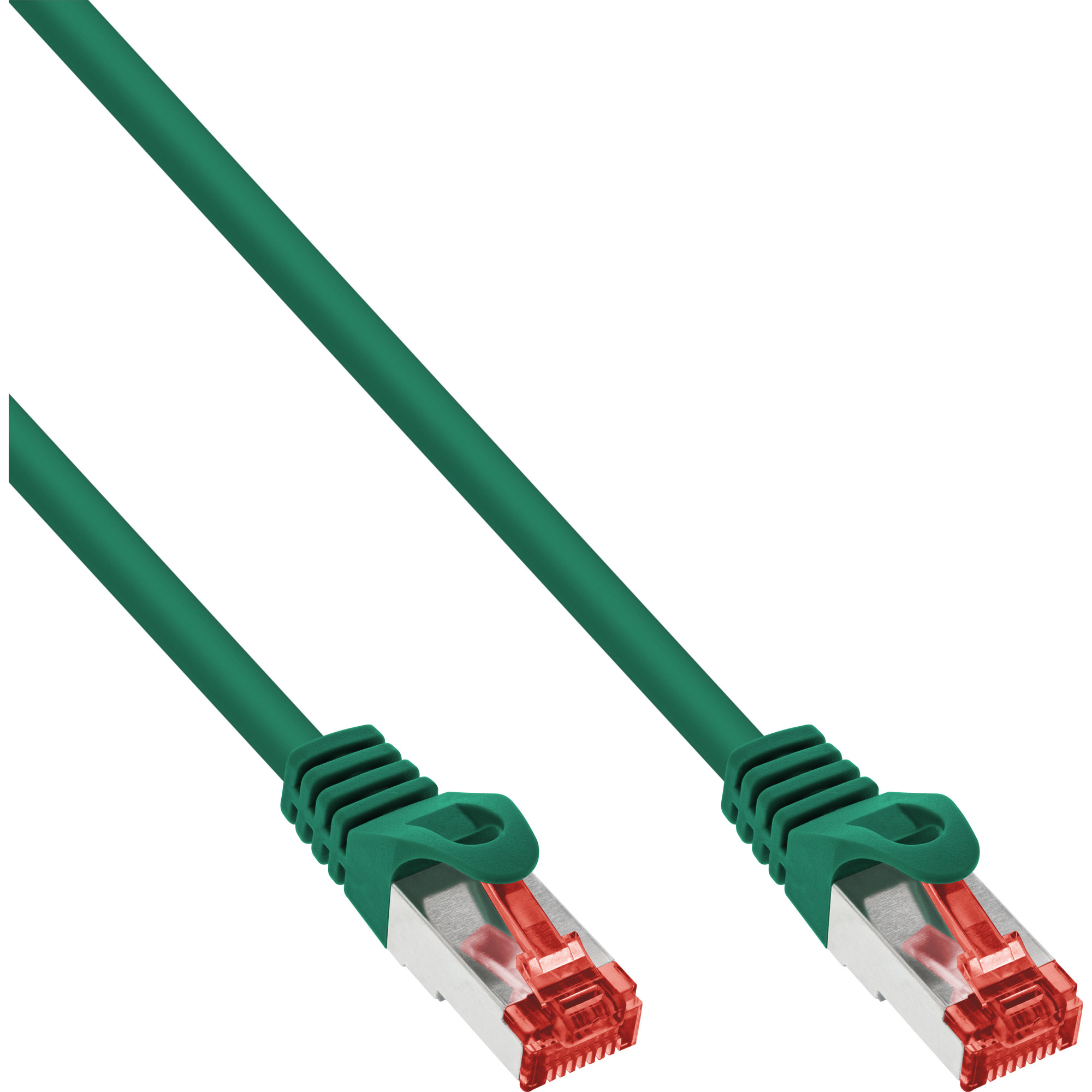 Due cavi Ethernet verdi. Estremità connettore rosse.