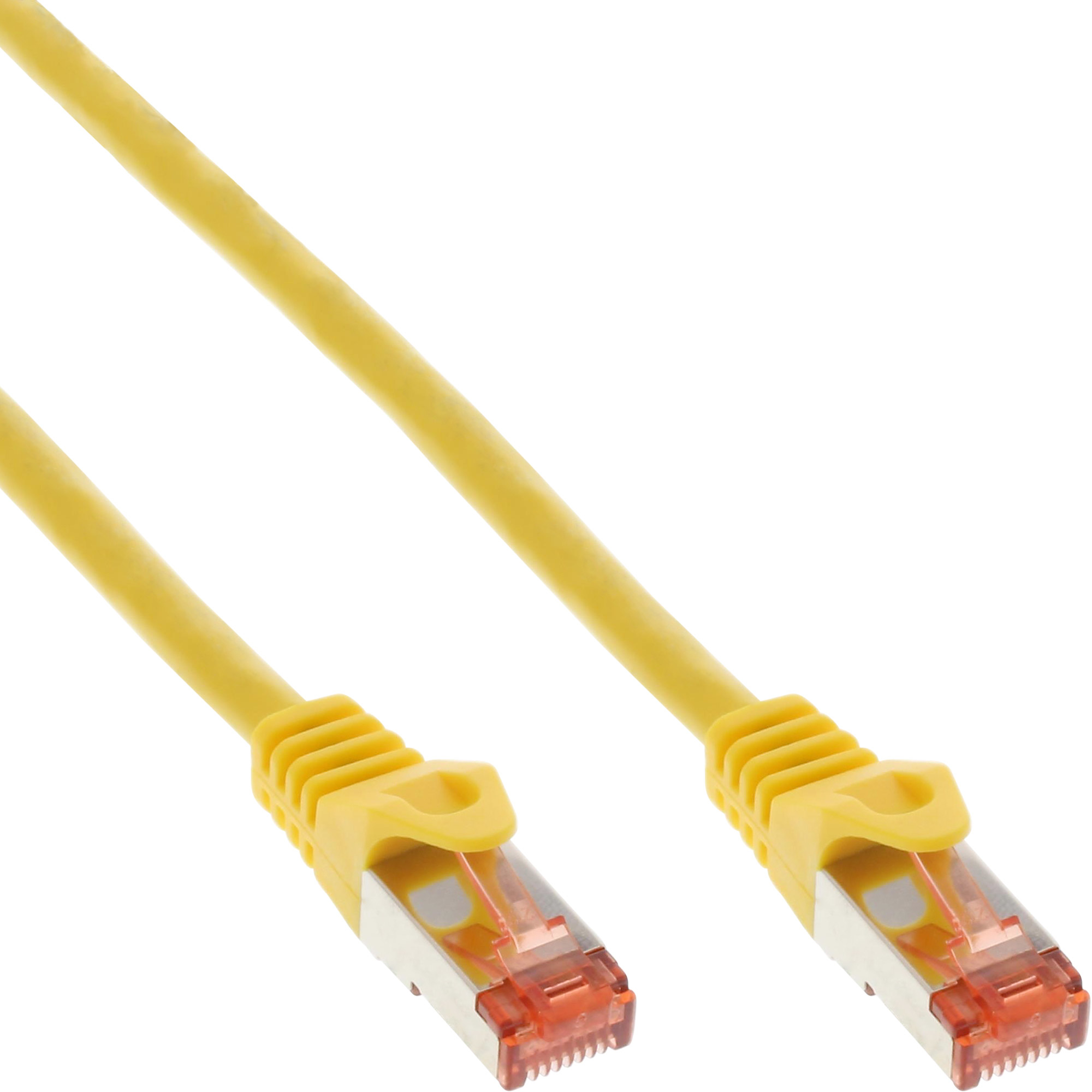 Żółty kabel Ethernet z wtykami.