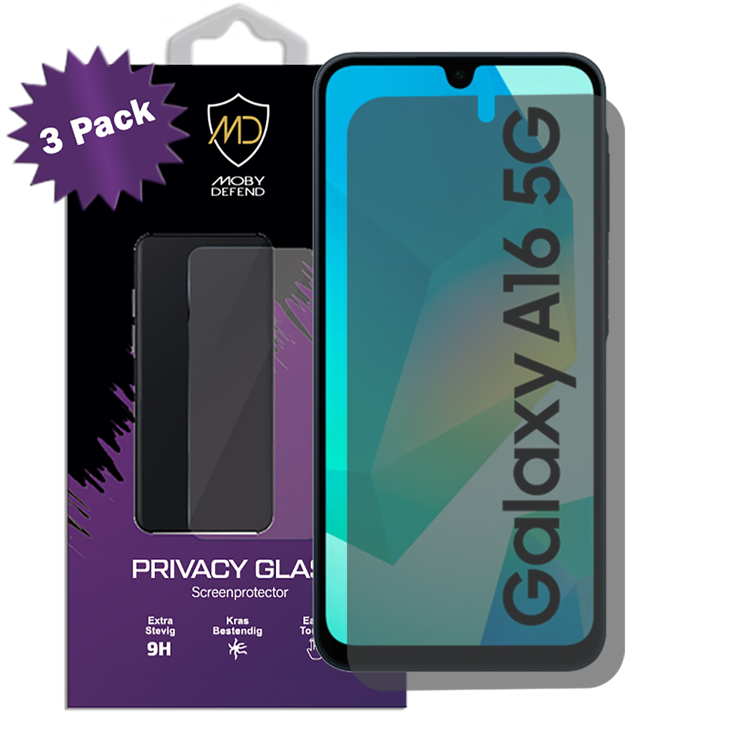 Een 3-pack telefoonschermbeschermers met een privacyglas ontwerp.