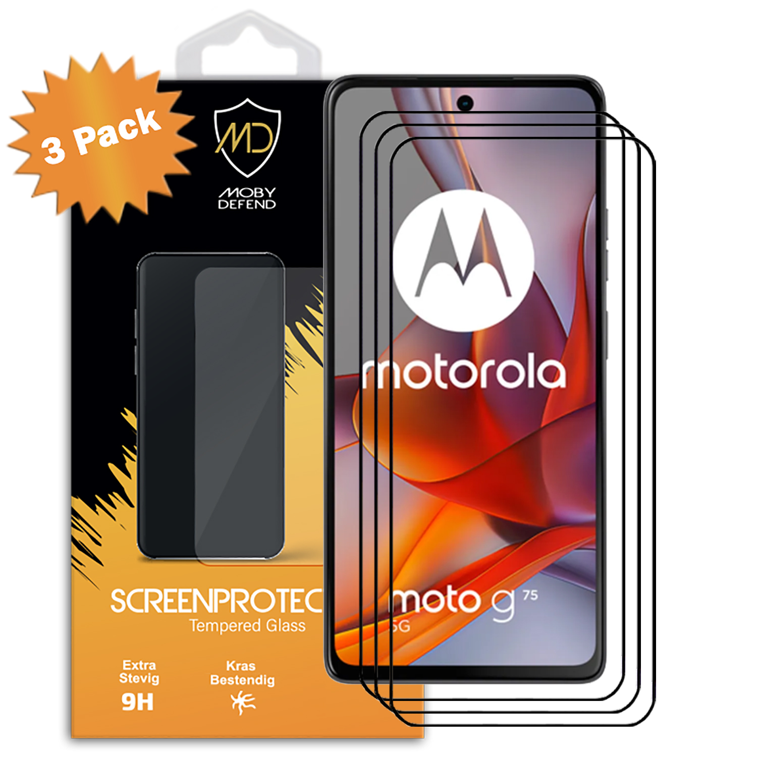 Paquet de 3 protecteurs d'écran pour un téléphone Motorola Moto G75.