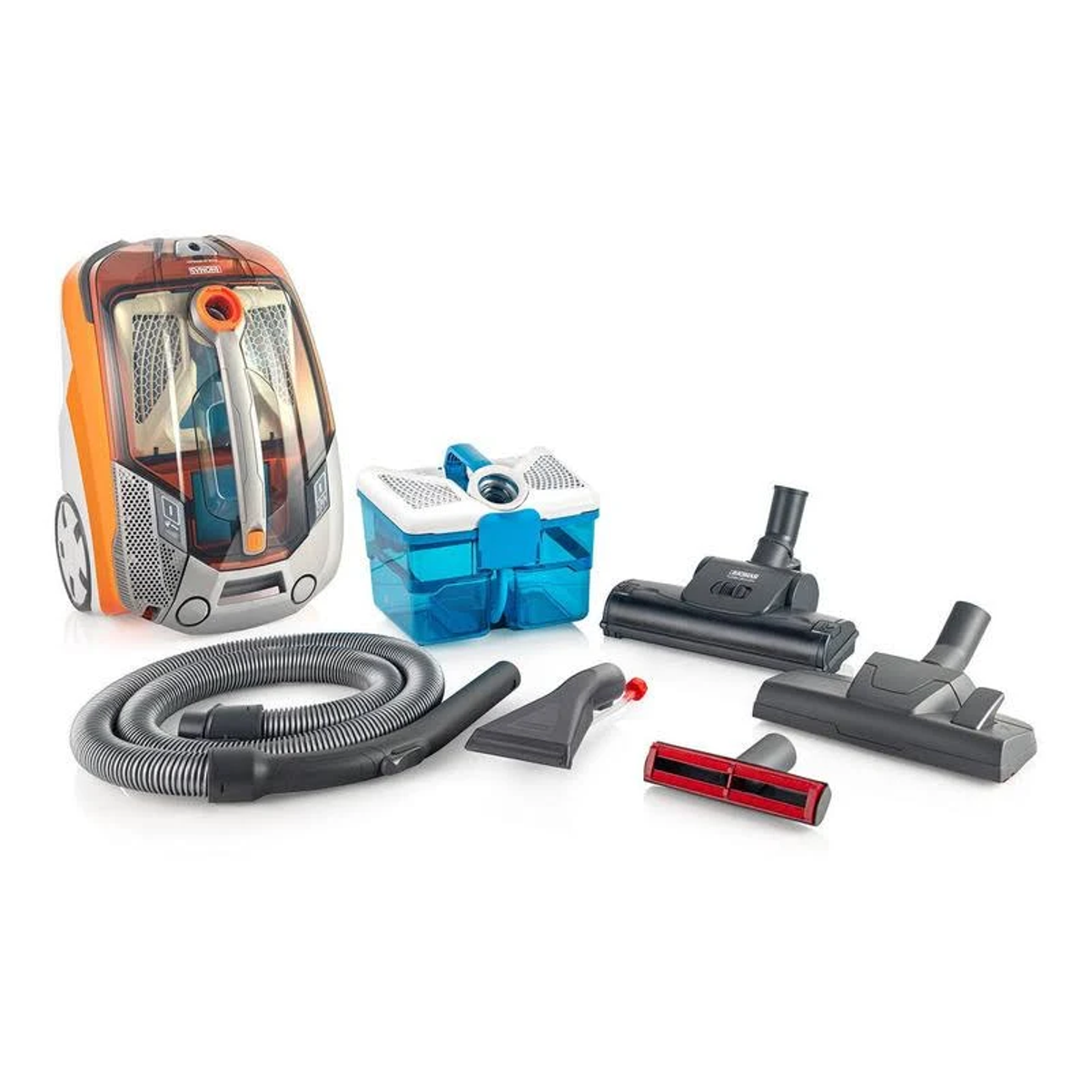 Odkurzacz i akcesoria: wąż, dysze i nasadki.