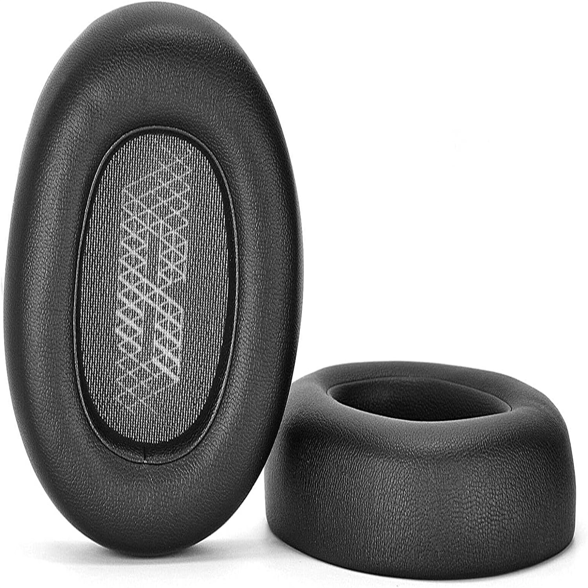 Zwei schwarze, runde Ohrpolster mit JBL-Logo für Kopfhörer. Die Polster sind auf weißem Hintergrund.