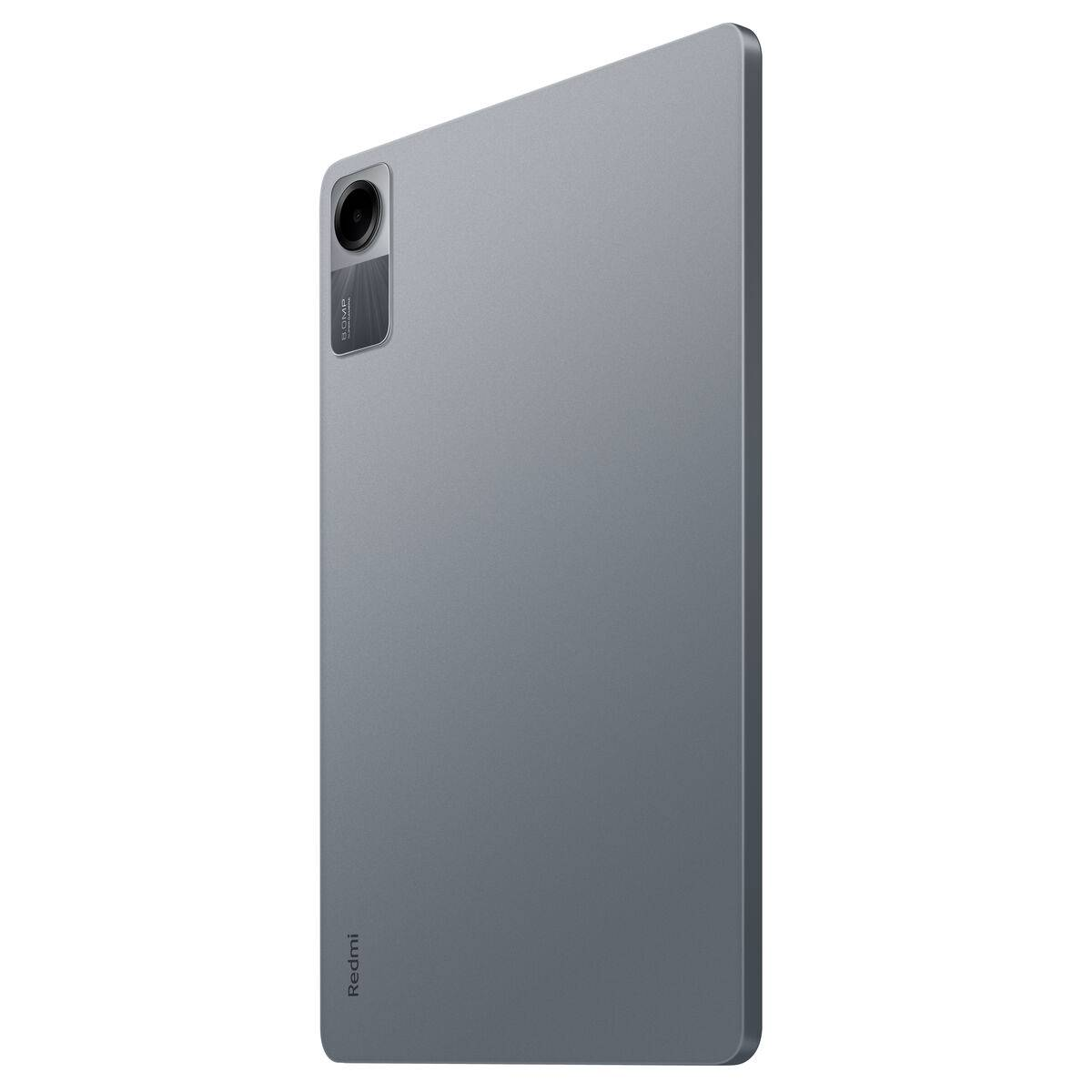 Tablet grigio, vista posteriore, con fotocamera. Logo Redmi in basso.