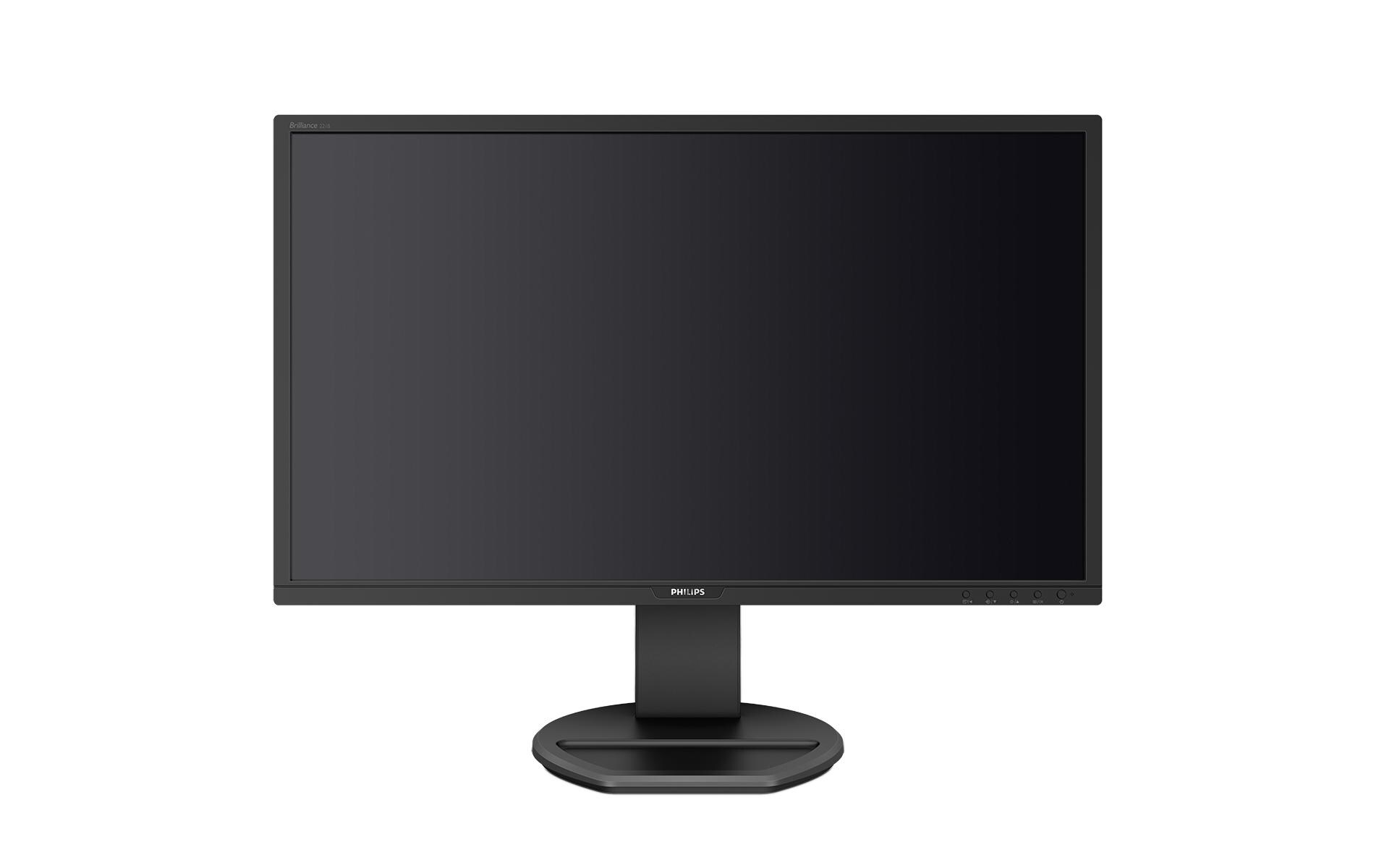 Un monitor nero di Philips. Lo schermo è vuoto.