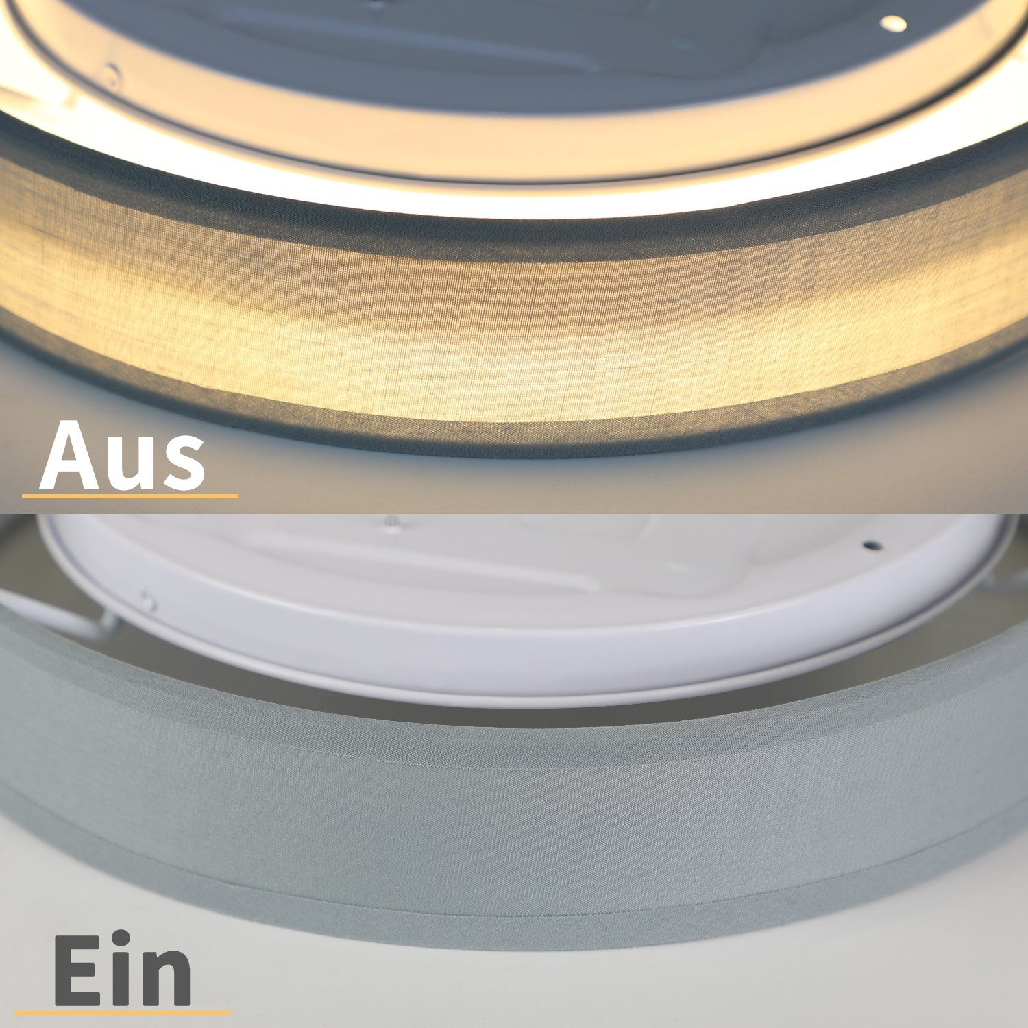 Zbliżenie lampy sufitowej. Światło jest włączone i wyłączone, pokazując różne światła.