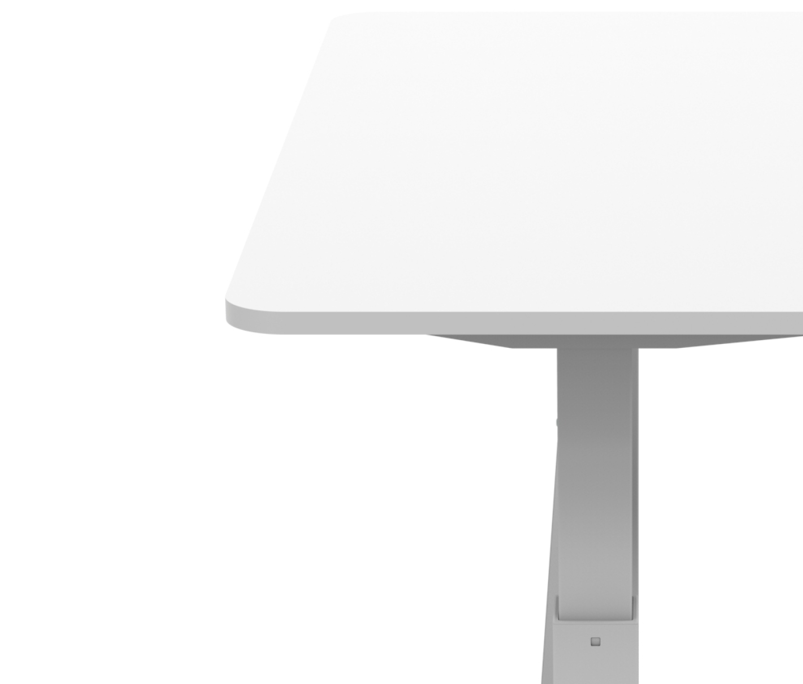 Een witte tafel met een witte poot en een wit blad.