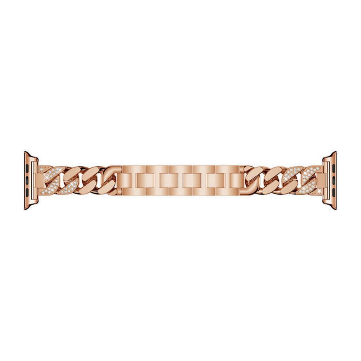 Roségoldenes Apple Watch-Armband mit Kettendesign, isoliert auf Weiß.
