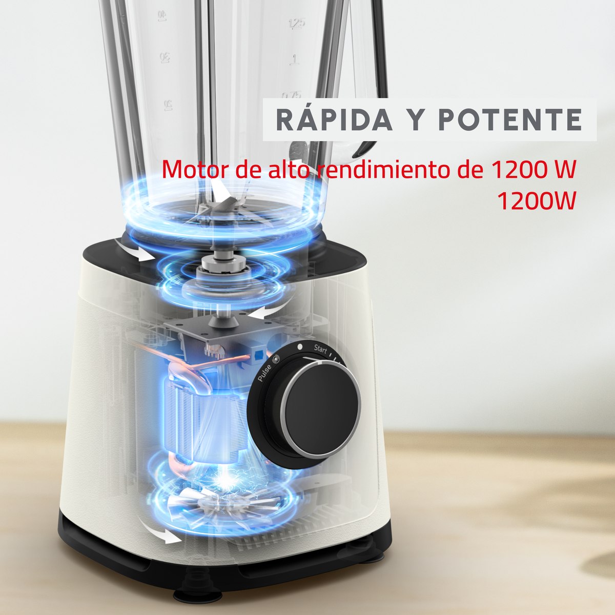 Batidora de vaso - MOULINEX LM771AF0, 1200 W, 2 l, Crema