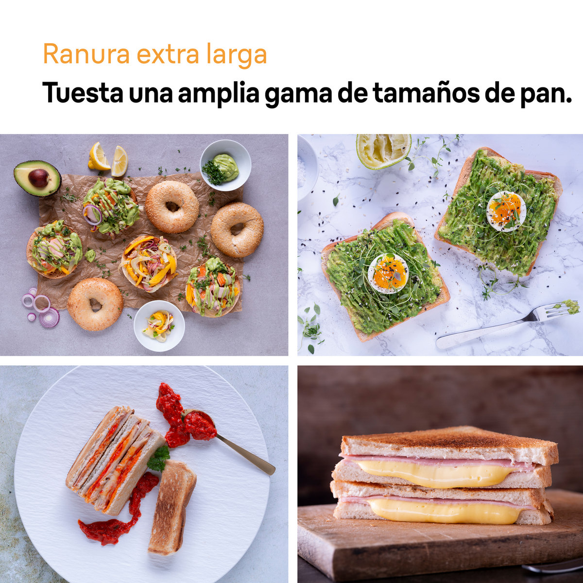 Różnorodność tostów z dodatkami. Bajgle, tosty z awokado, kanapki. Widok z góry.