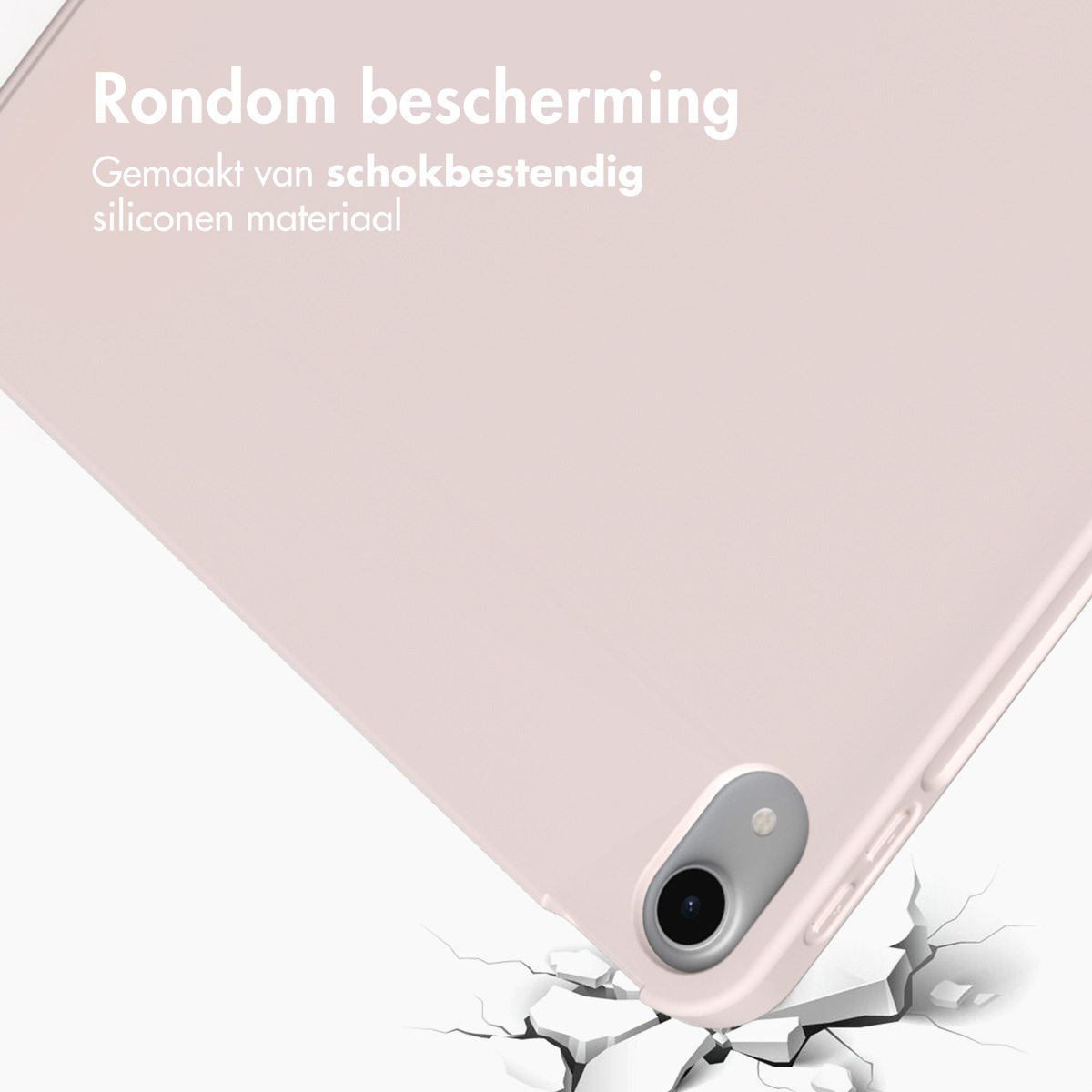 Étui de tablette rose. L'étui protège l'appareil, avec des fissures sur la surface.