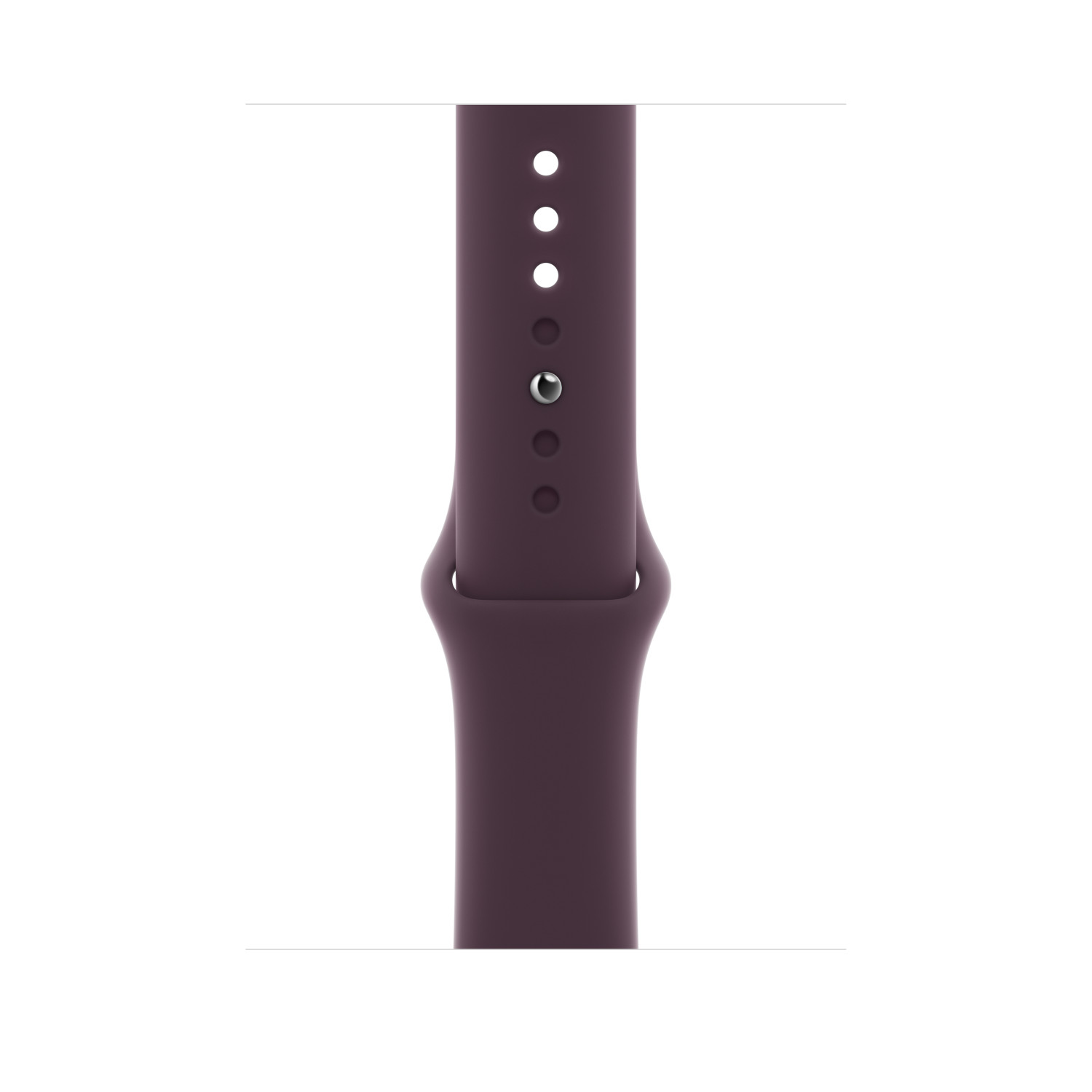 Bracelet Apple Watch violet foncé, gros plan de la zone de connexion.