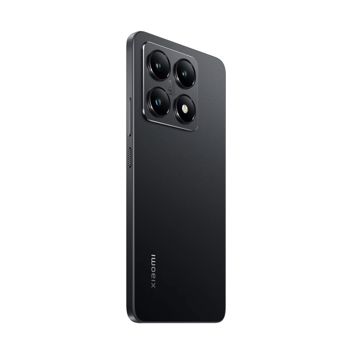 Czarny smartfon z czterema obiektywami aparatu i marką Xiaomi.