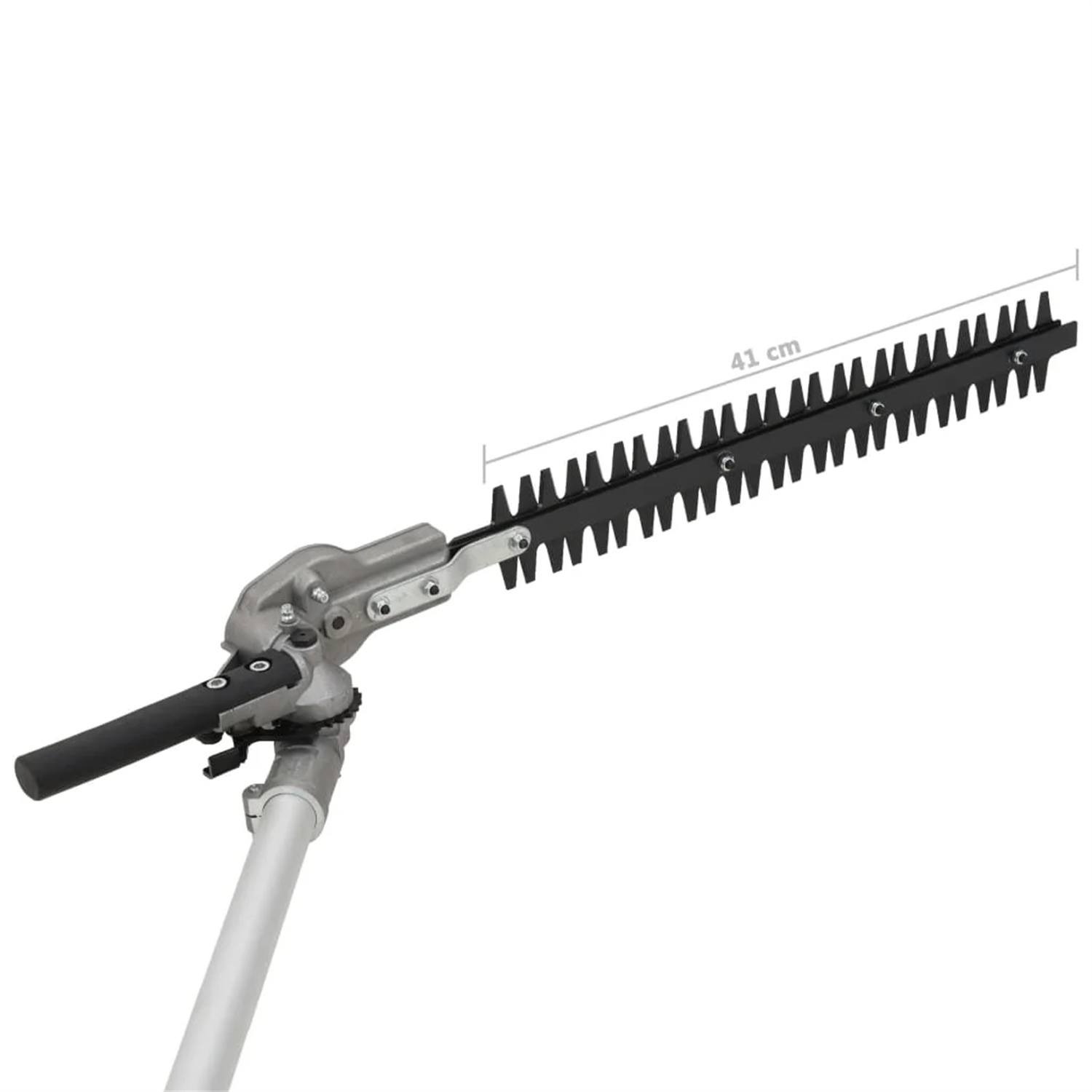 Eine Heckenscheren-Klinge, silber und schwarz, mit einer Angabe von 41 cm.