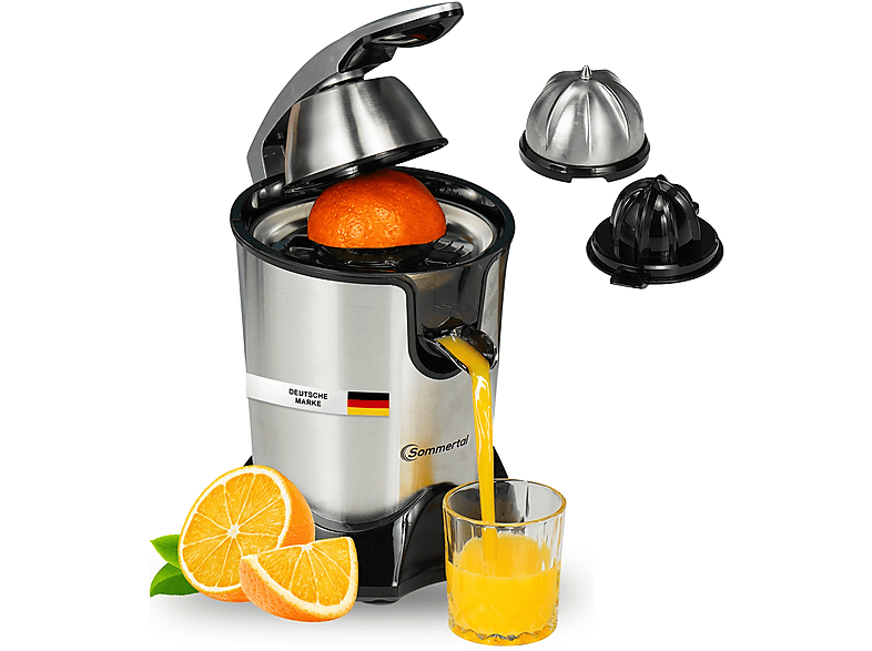 SOMMERTAL CP850 Elektrische Saftpresse 850 Watt, Edelstahlfarbe