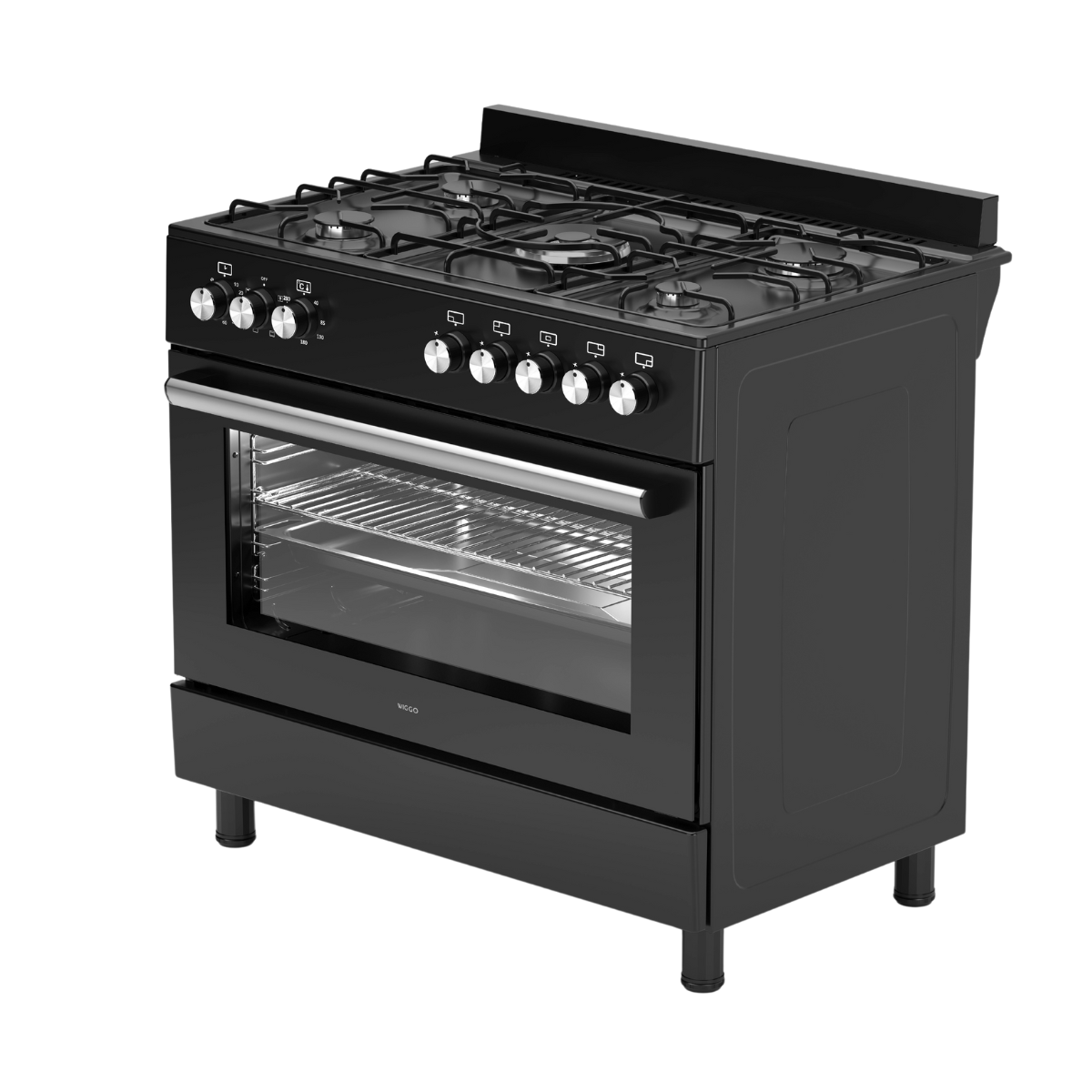 WIGGO WO-E906B(BB)  Fornuis  - Elektrisch  - Gas / Netvoeding  - Breedte 900 mm