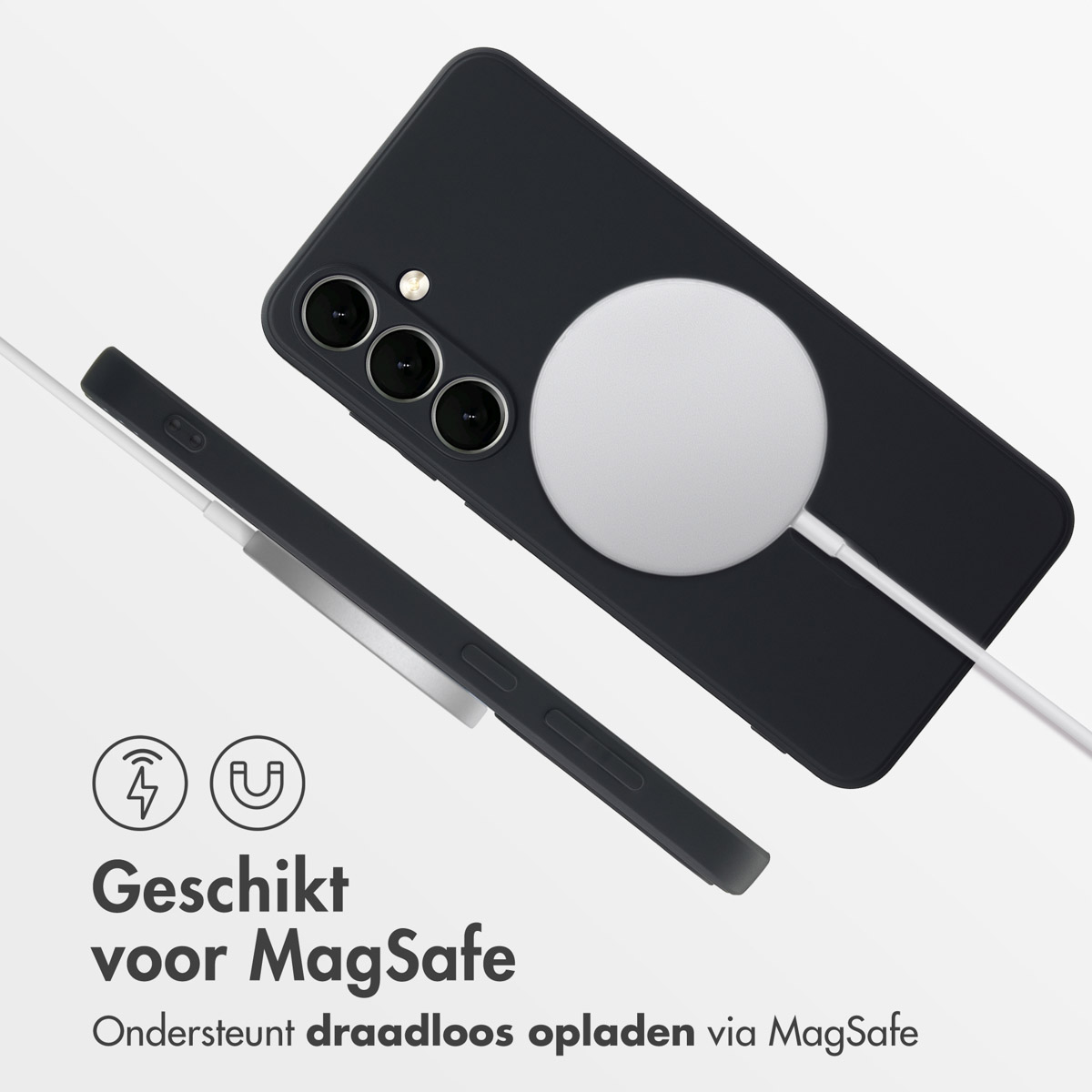 IMOSHION Color Backcover met MagSafe - Geschikt voor Samsung Galaxy S24 FE - Telefoonhoesje voor Samsung Samsung Galaxy S24 FE Zwart