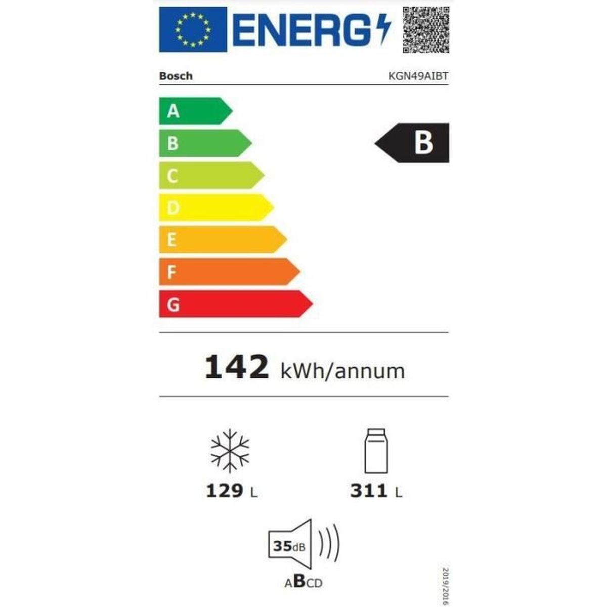 BOSCH KGN49AIBT Serie 6 Kühl- und Gefrierkombination (B, 142 kWh, 2030 mm hoch, Inox-antifingerprint)