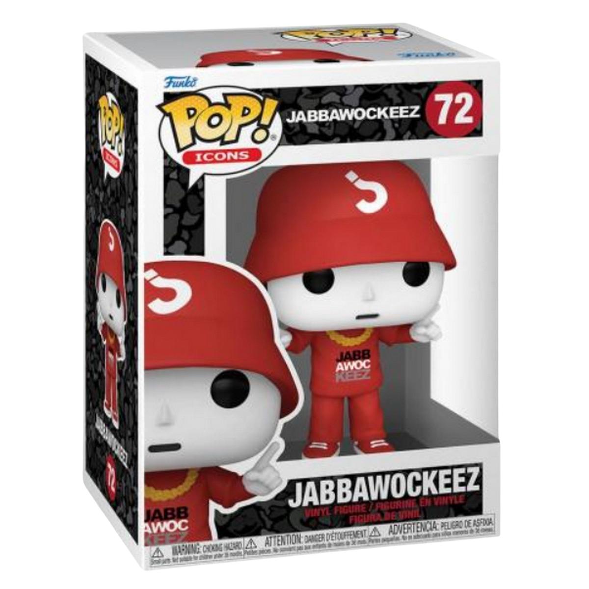Funko Pop Figur eines Jabbawockeez Tänzers in rotem Outfit, in einer Box präsentiert.