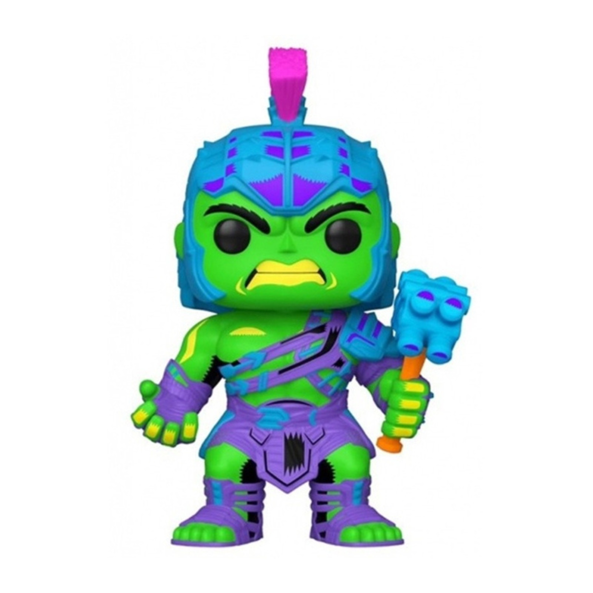 Action figure di Hulk in armatura da gladiatore, pelle verde, con un martello.