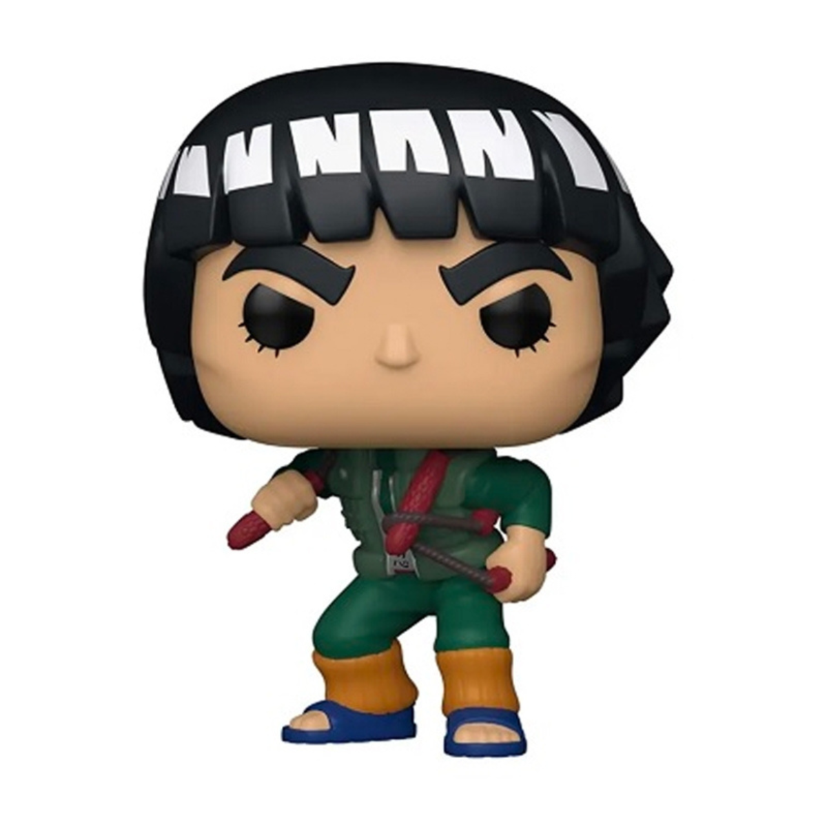 Una figura Funko Pop di un uomo in uniforme blu scuro che tiene una pistola.