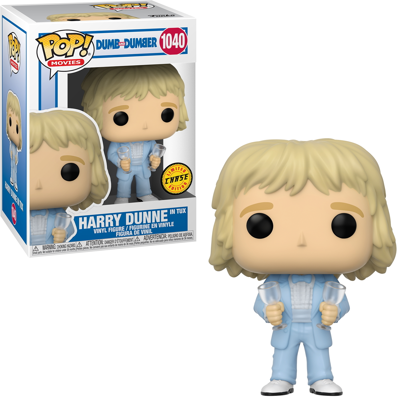 Pop! Movies figura di Harry Dunne da Scemo e più scemo, con due bicchieri.