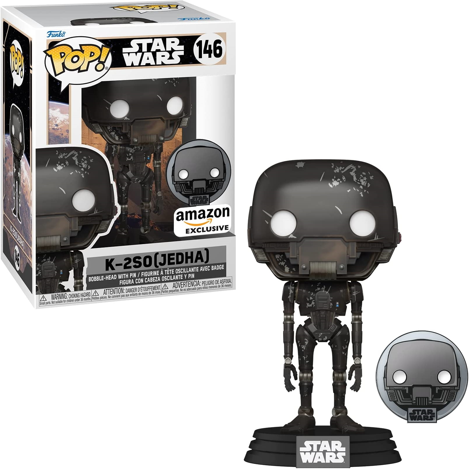 Figurka K-2SO. Czarny droid z pudełkiem. Amazon exclusive. Figurka Star Wars Funko Pop.