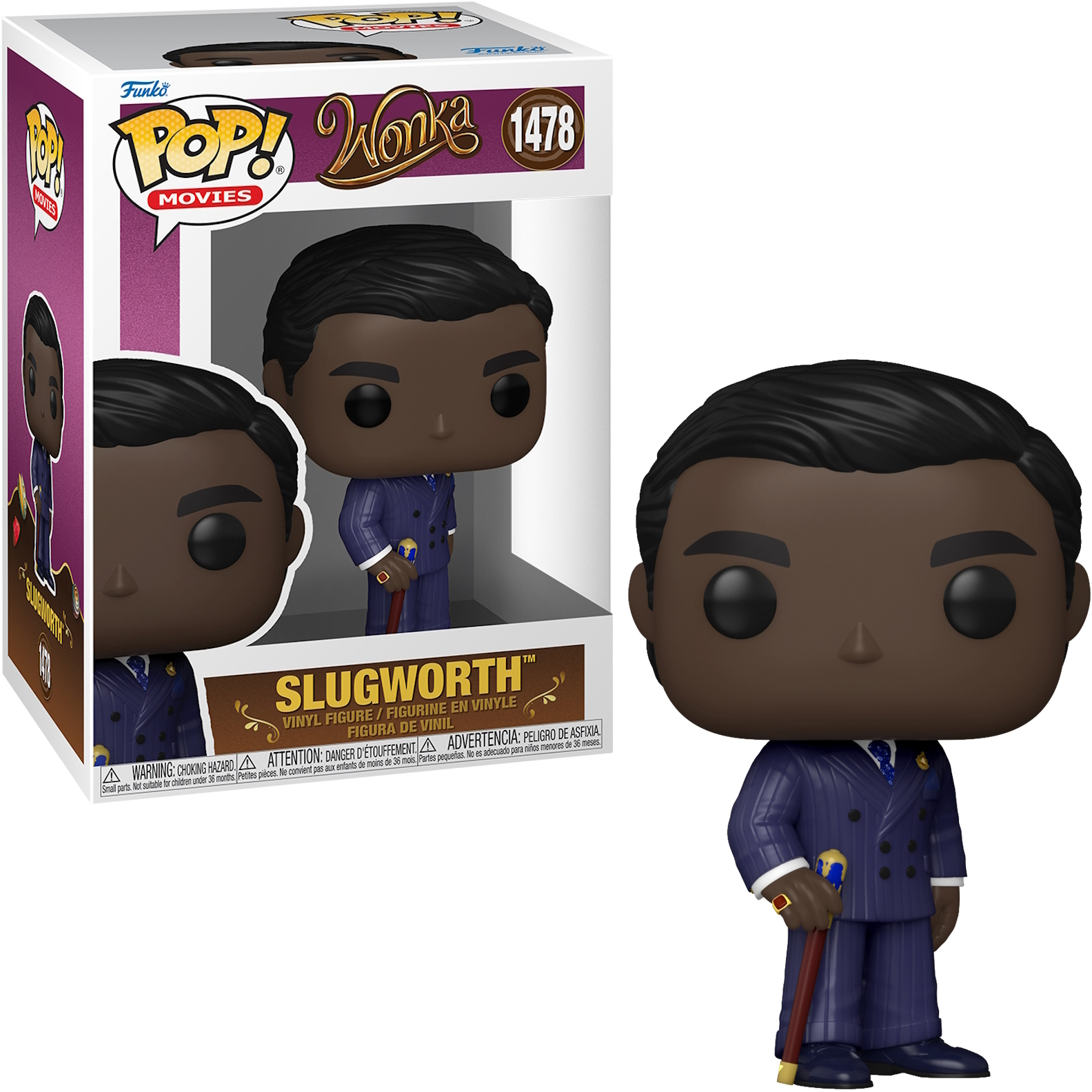 Figurka Funko Pop Slugworth w niebieskim garniturze z laską.