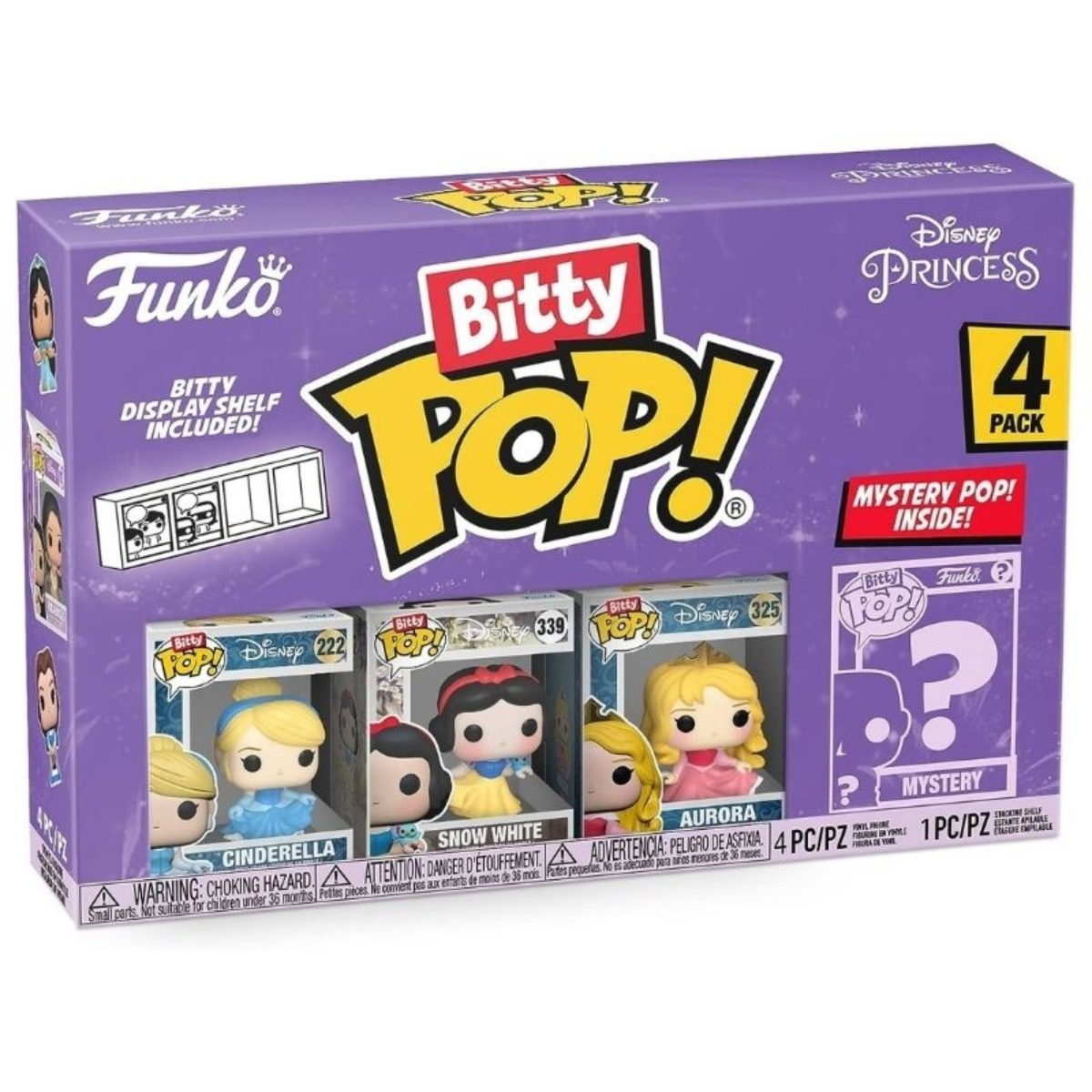 Zestaw pudełkowy Funko Pop Disney Princess. Figurki Kopciuszka, Królewny Śnieżki, Aurory. Zawiera tajemniczą figurkę.