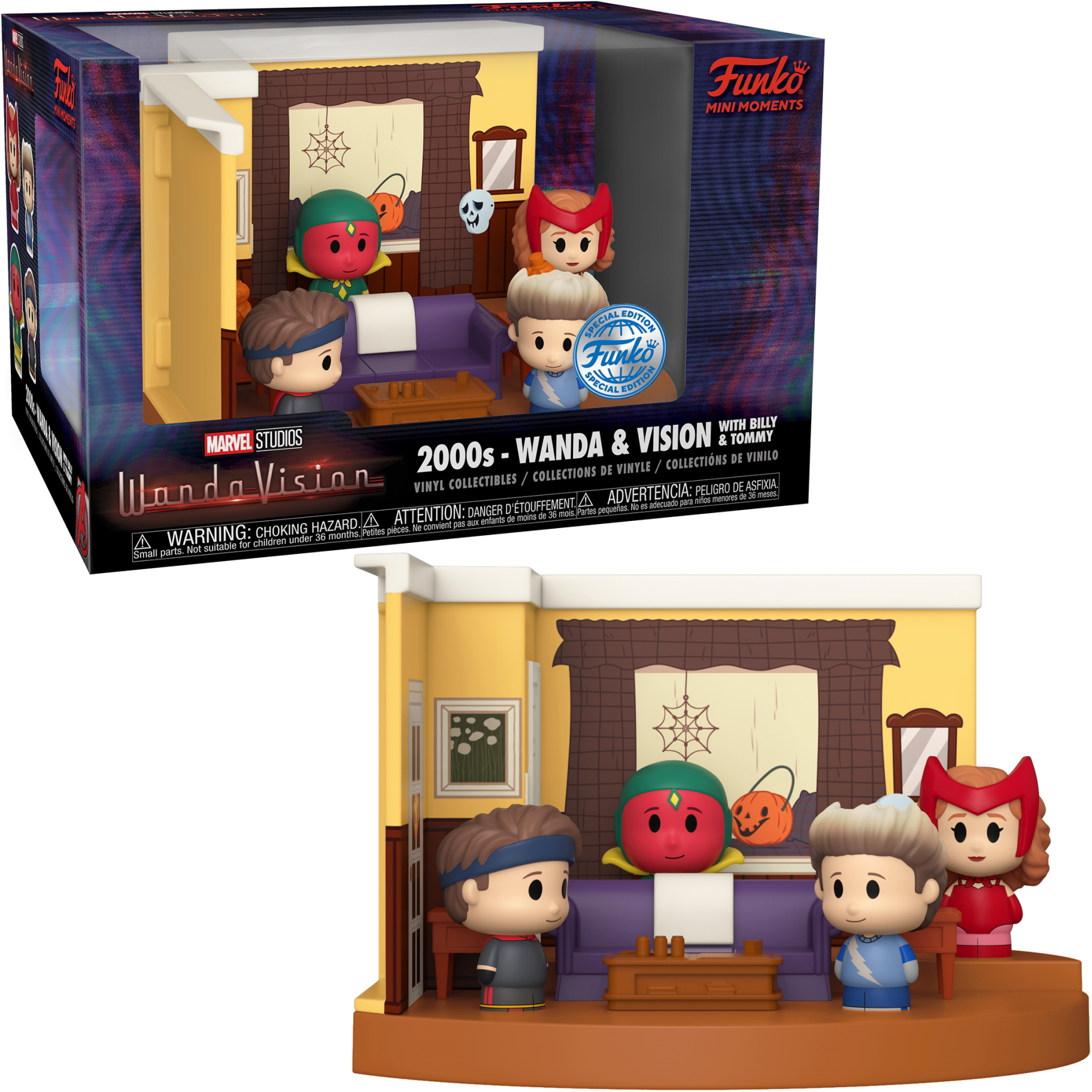 Set scatola Funko di WandaVision. Personaggi di Wanda, Vision e altri.