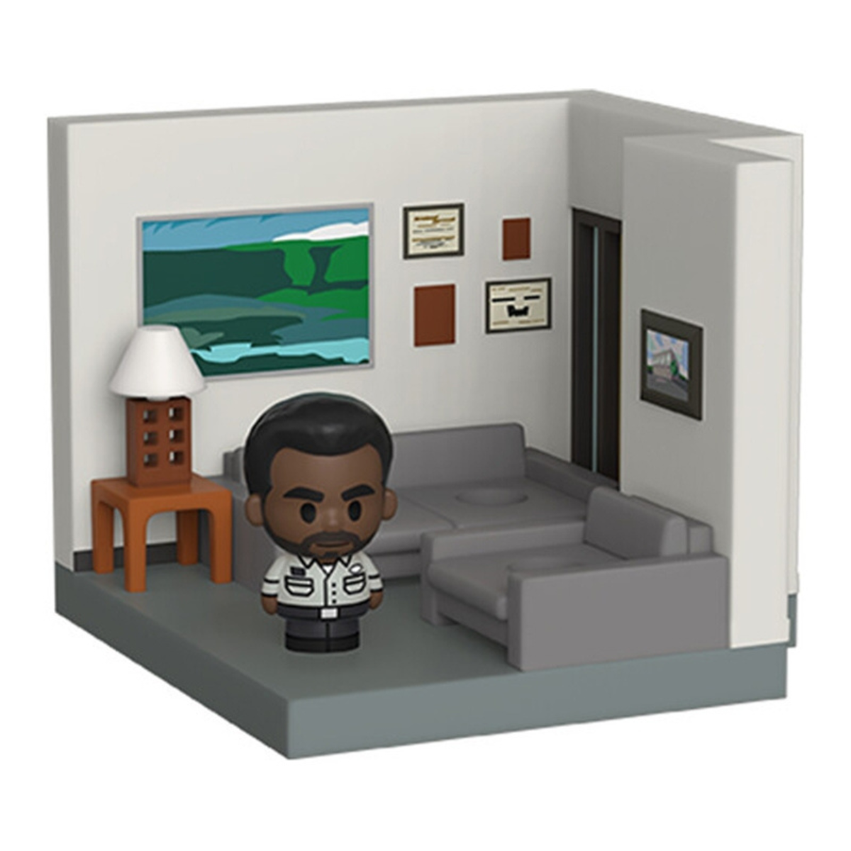 Diorama Funko Pop di una stanza con un personaggio all'interno.
