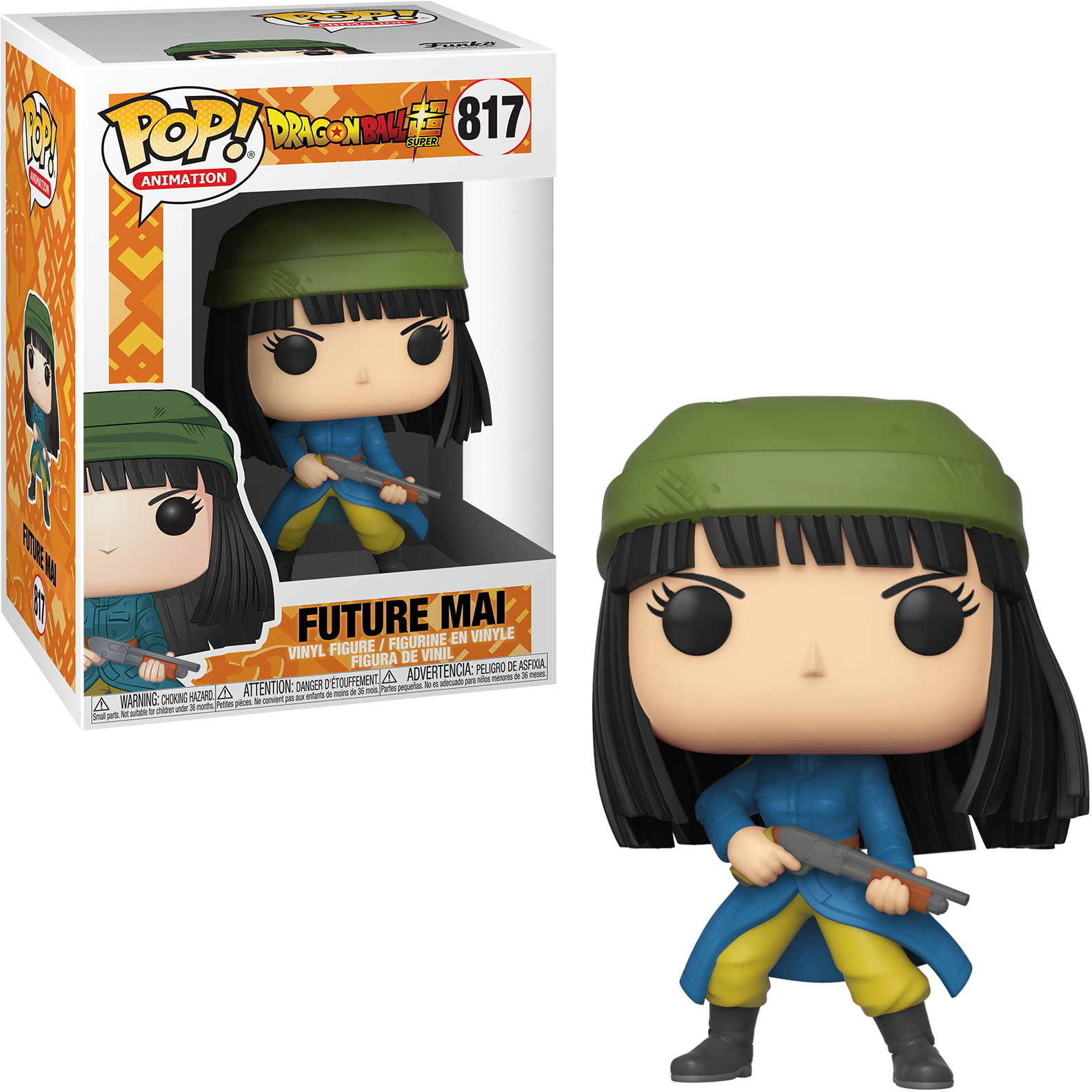 Future Mai di Dragon Ball Funko Pop! figura, con una pistola.