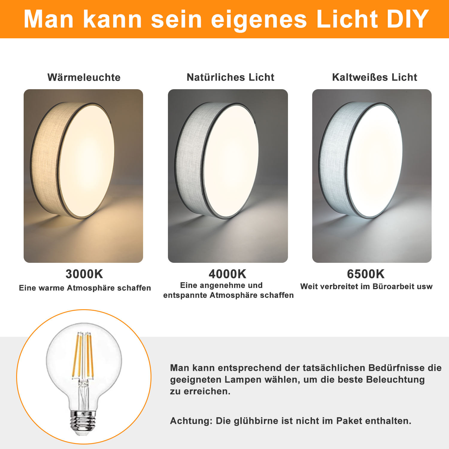 Pokazano trzy światła. Te trzy światła są w różnych kolorach.