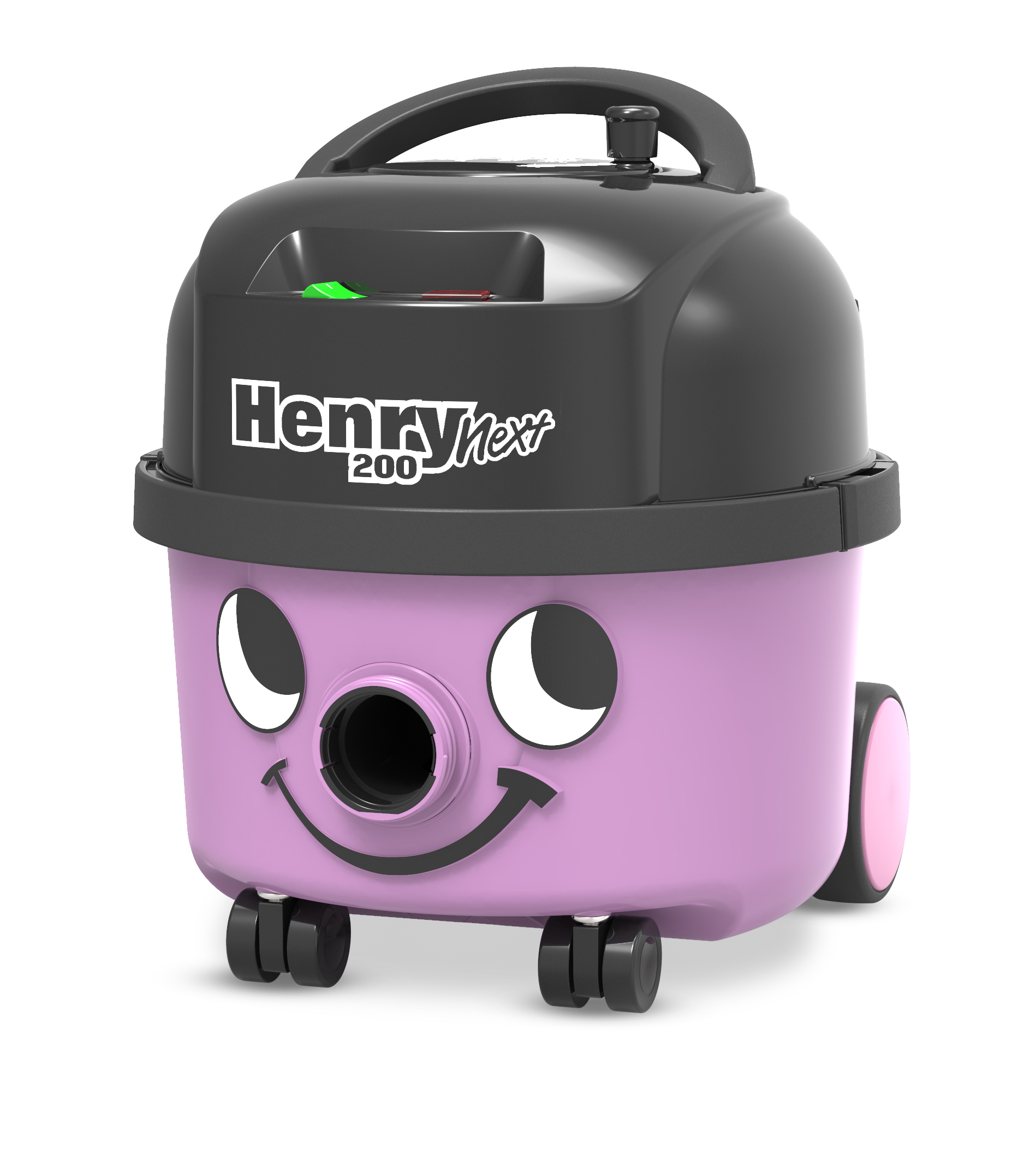 Een roze Henry Next 200 stofzuiger op een witte achtergrond.