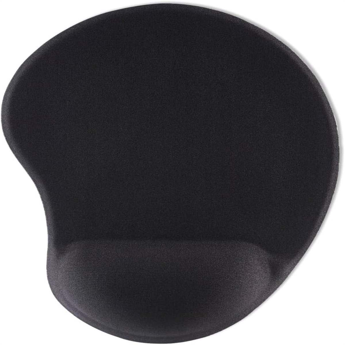 Schwarzes ergonomisches Mauspad mit Handgelenkstütze, ovale Form, komfortables Design.