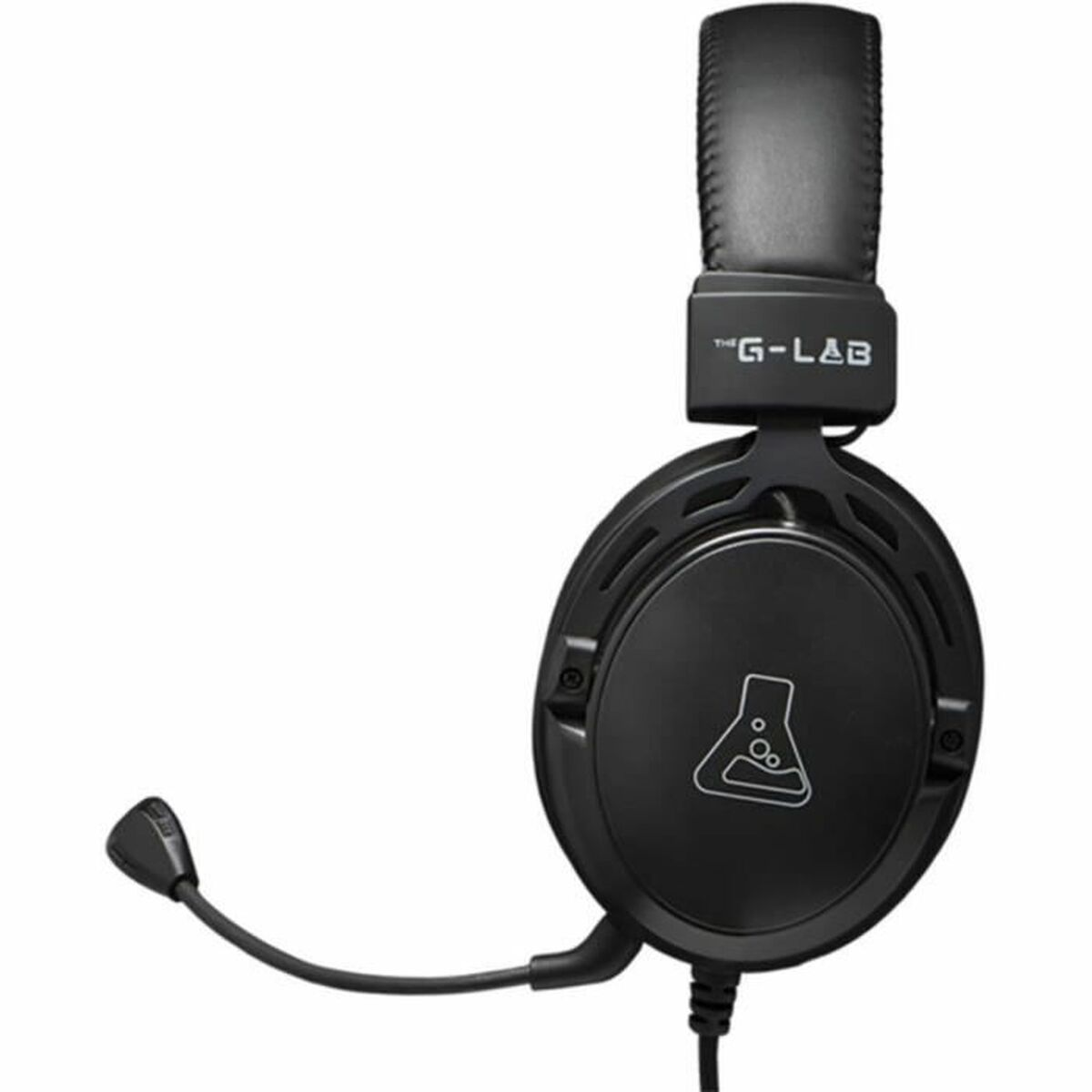 Ein schwarzes Gaming-Headset mit Mikrofon. Die Marke 'G-LAB' ist sichtbar.