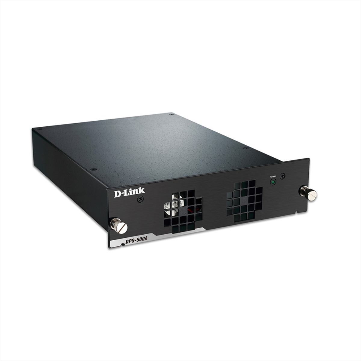 Schwarzes D-Link DPS-500A Gerät, Seitenansicht.