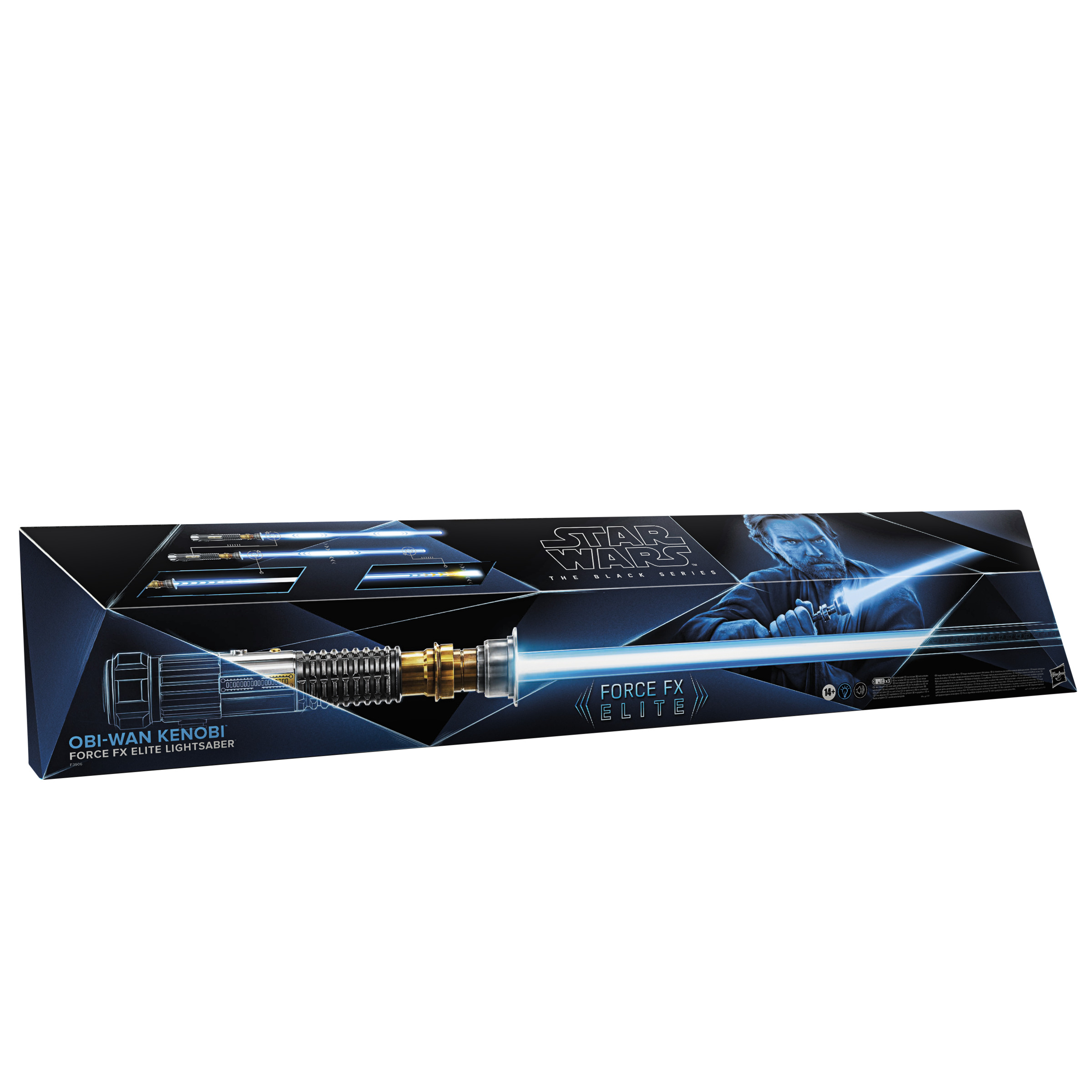 Caja de sable de luz Star Wars Obi-Wan Kenobi, negra con imagen del sable de luz y Obi-Wan.