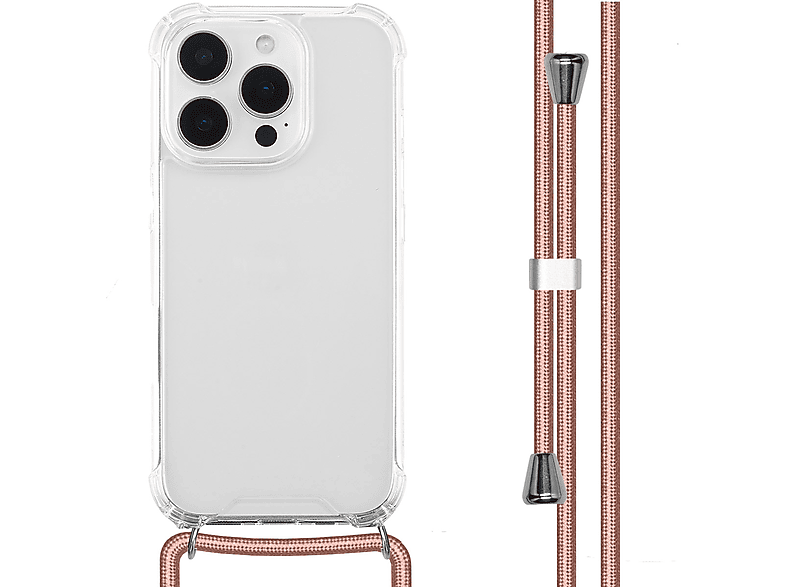 EAZY CASE Custodia Con Catenella Per IPhone 13 Pro - TPU Trasparente Con Cordino Regolabile, Bianco/Argento
