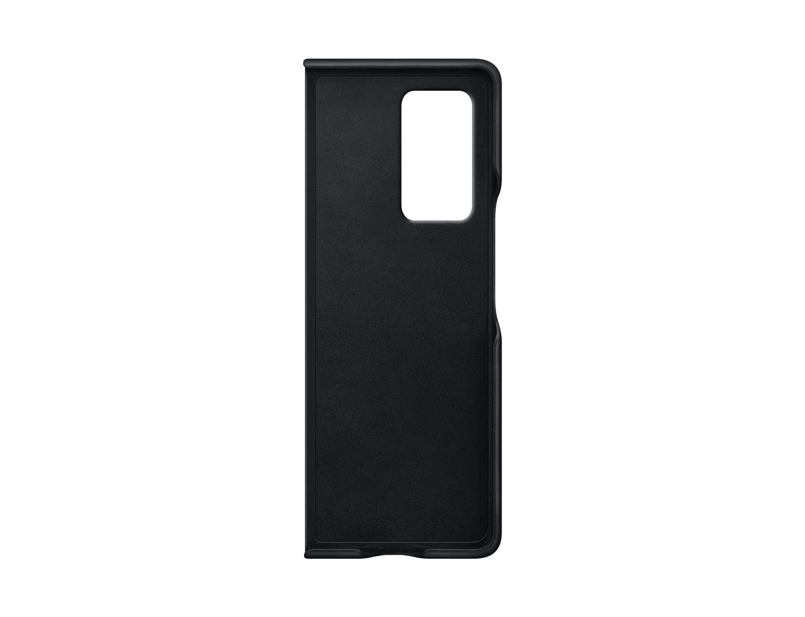 Étui de téléphone Samsung noir, rectangulaire avec découpe pour l'appareil photo.
