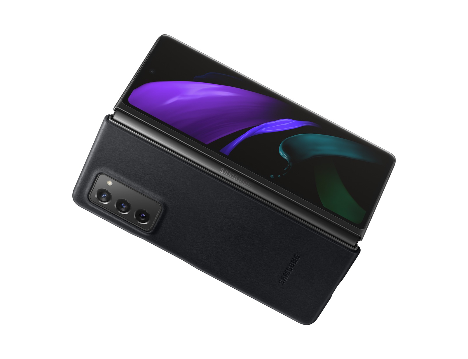 Coque de téléphone transparente et protecteur d'écran posés sur une surface sombre. La coque est vide.