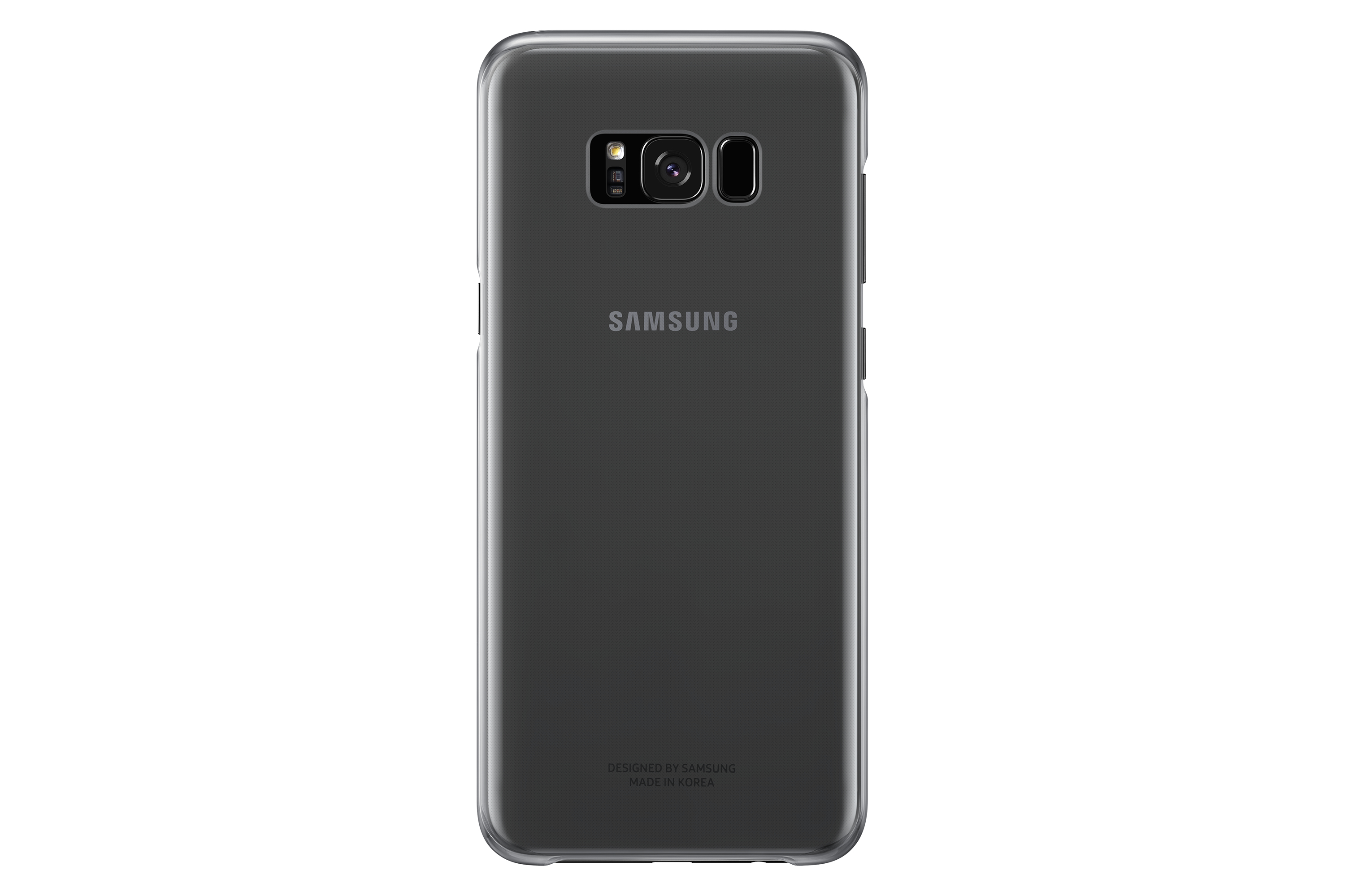 Teléfono Samsung Galaxy S8 negro. La parte trasera del teléfono es visible, con la cámara y el logotipo de la marca.