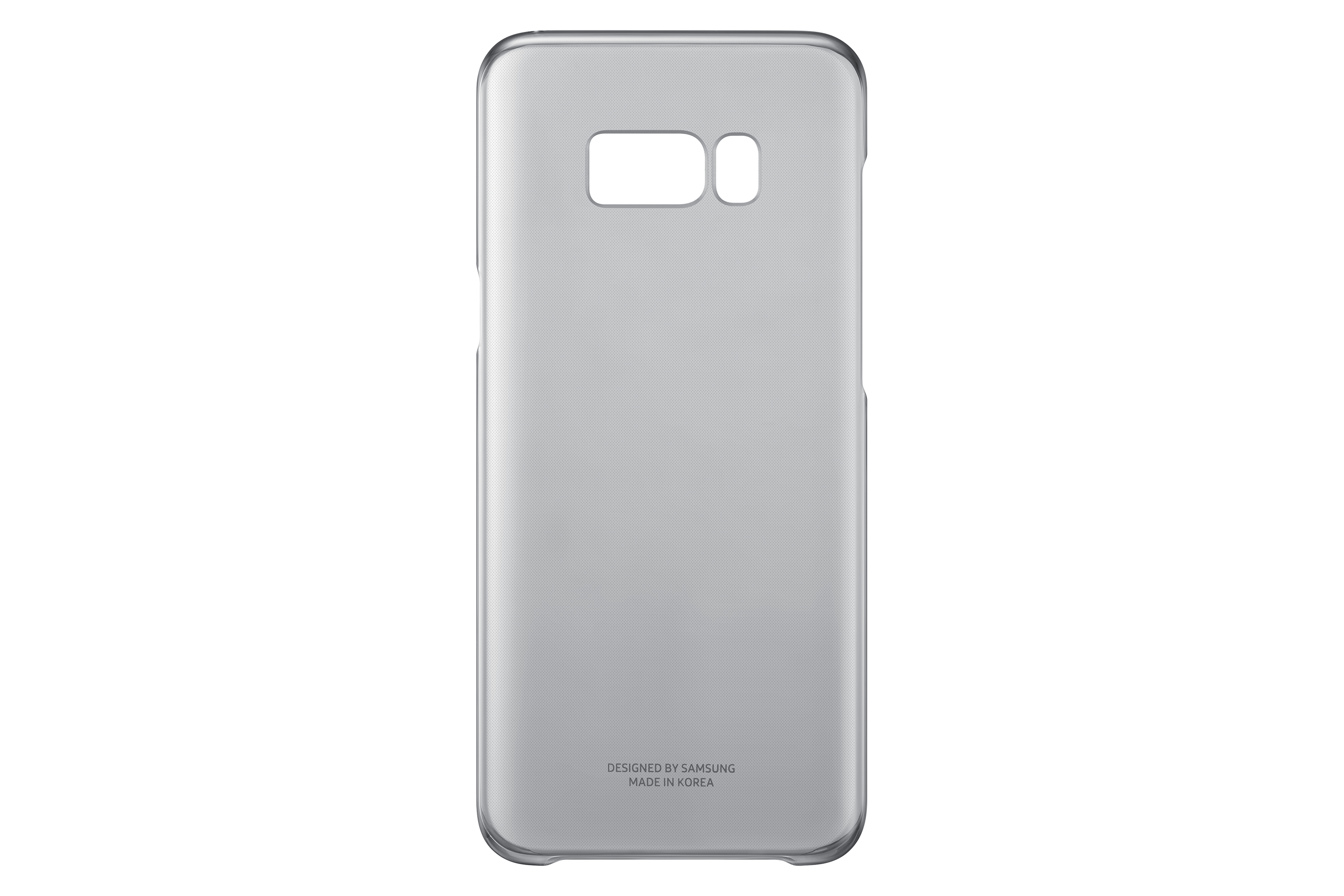 Funda plateada para teléfono, diseñada por Samsung, con recorte.