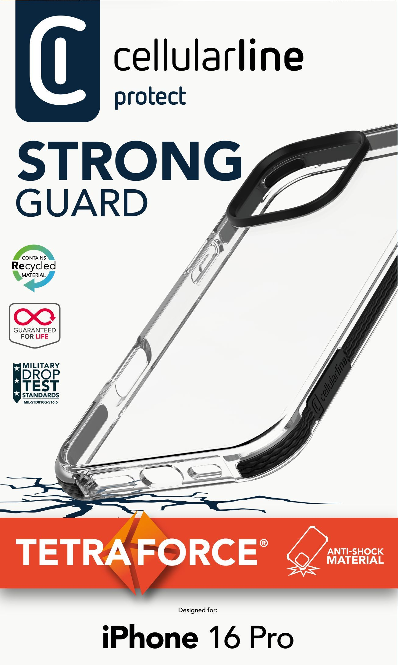 Custodia Cellularline Tetra Force Strong Guard Per IPhone 15 - Ultra-Protettiva, Antibatterica, Trasparente - Foto 4