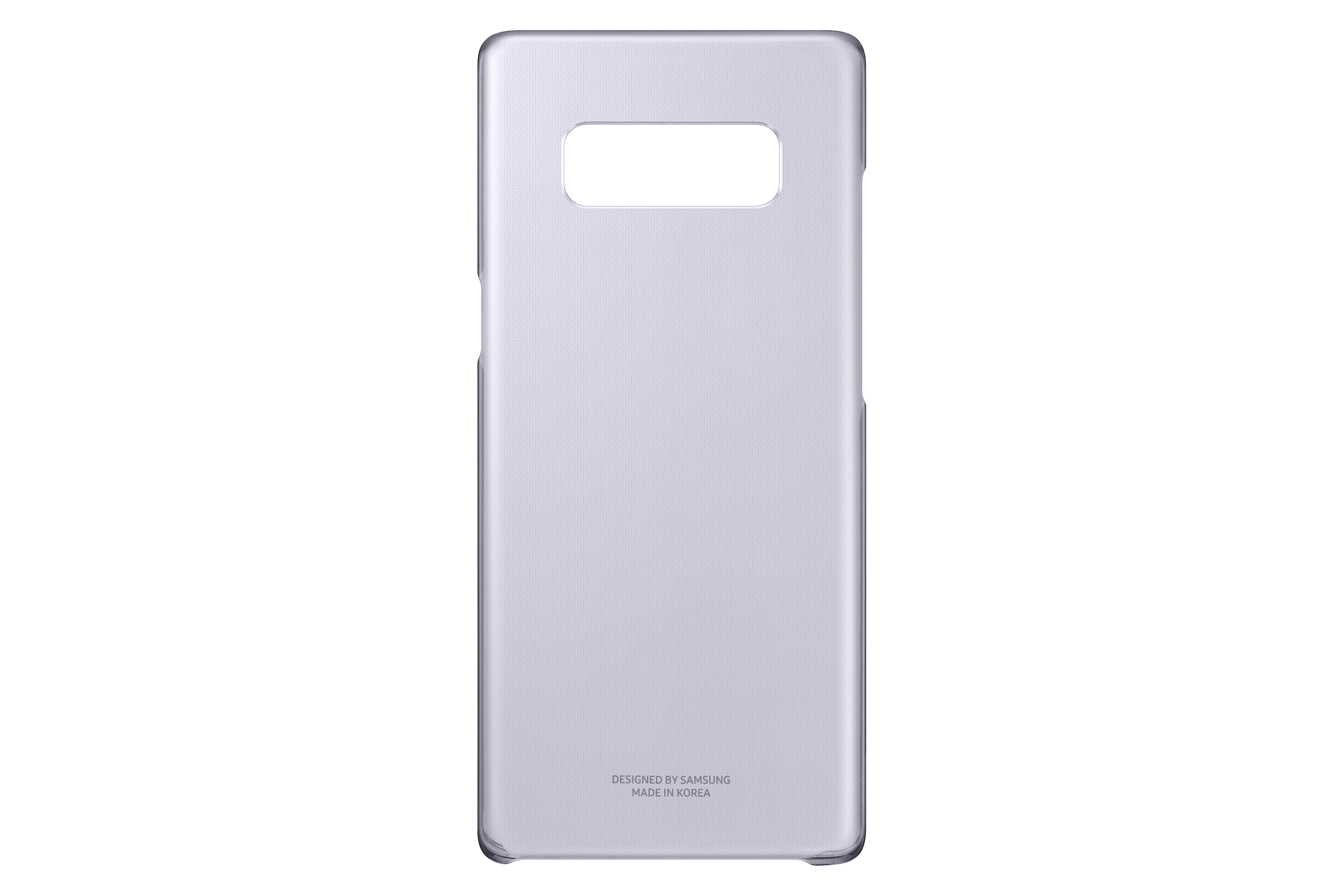 Custodia per telefono viola, con ritaglio rettangolare per la fotocamera, su sfondo bianco.